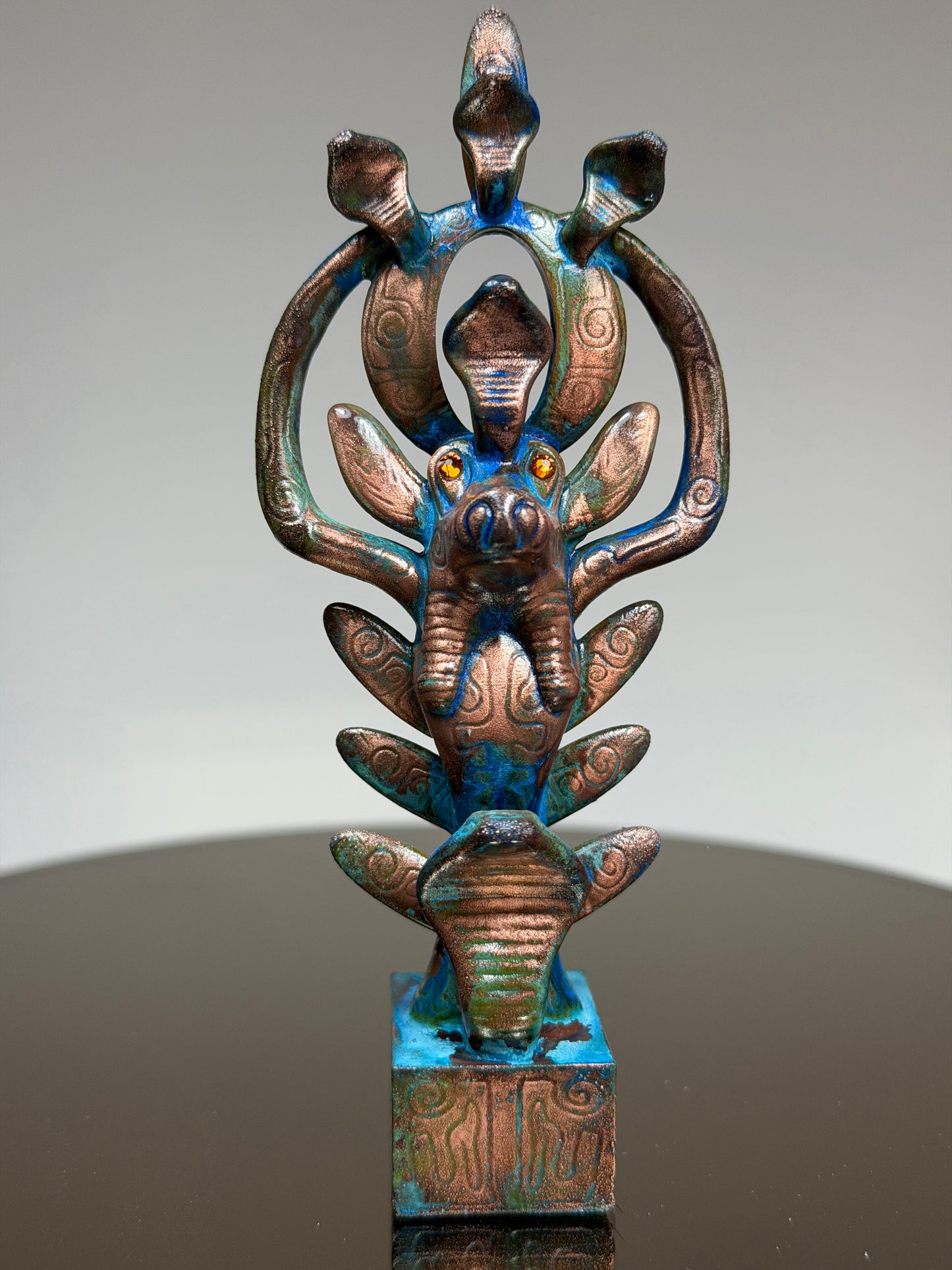 Egyptian Deer with Snakes: Copper Plated Peaceful