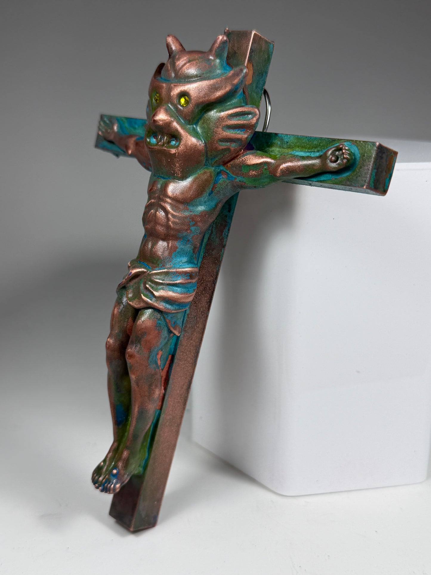 Christ on the Cross but he is Aton: Copper Plated Space God