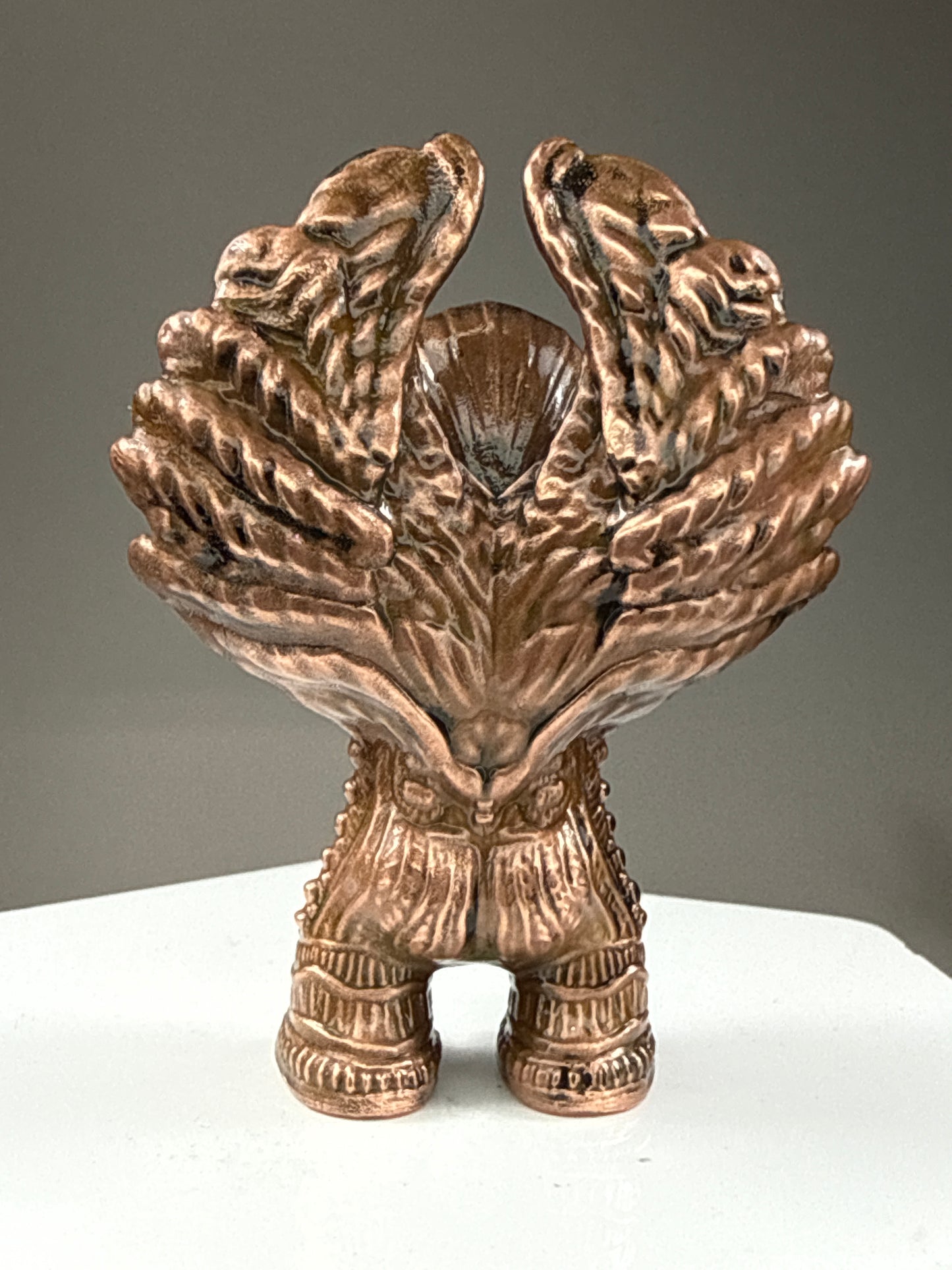 Winged Sphinx Ape: Cooper Plated Sand Damaged