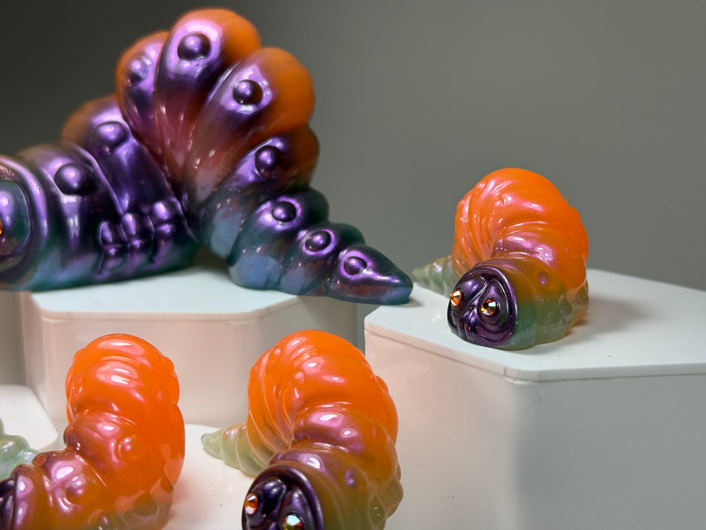 Worm: Orange with Puple/Blue (Glow) Set of 7