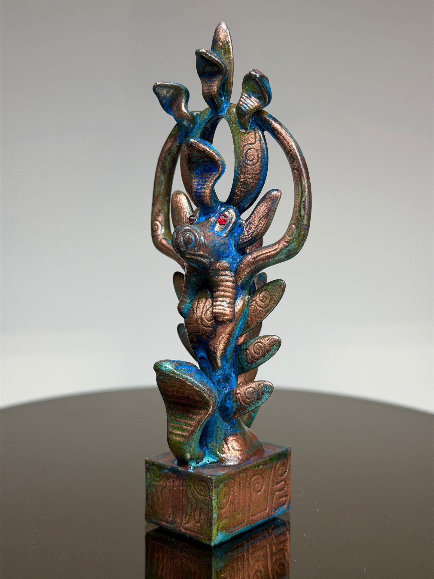 Egyptian Deer with Snakes: Copper Plated Noble