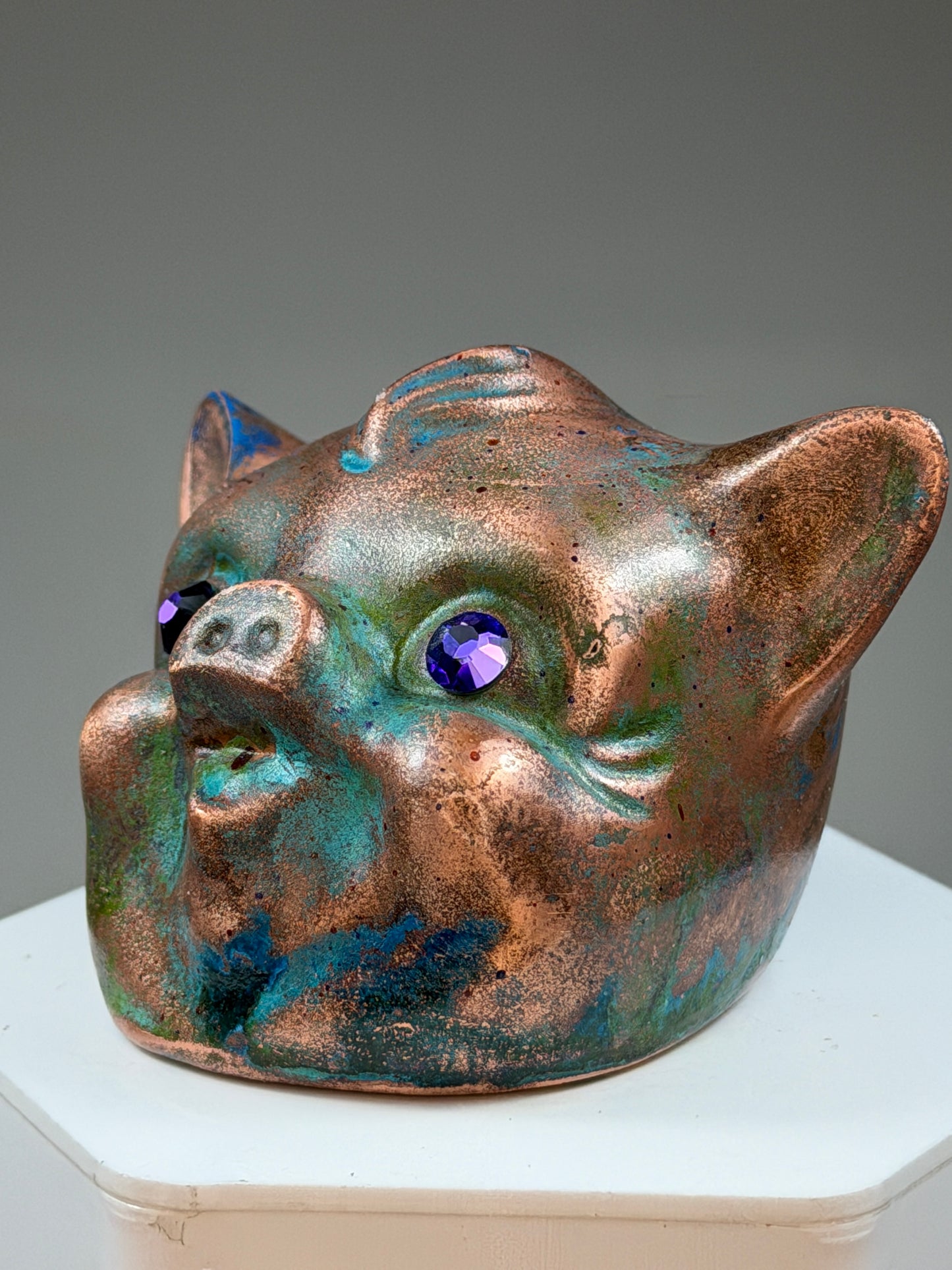 Twisty Pig Head: Copper Plated Large