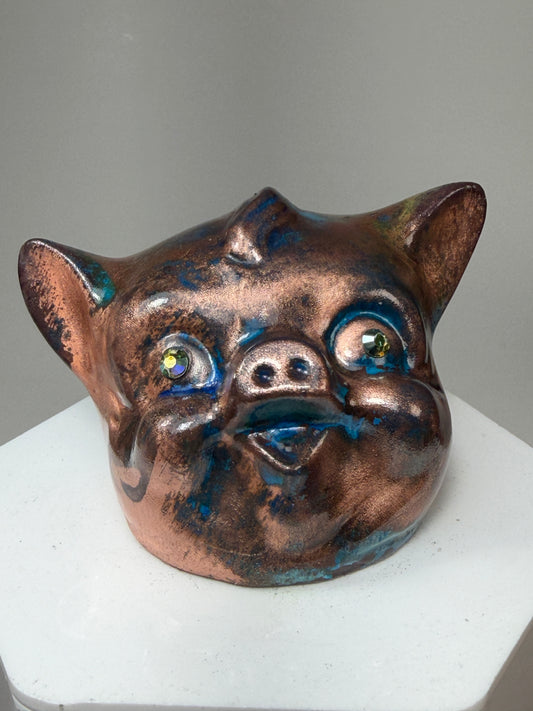 Twisty Pig Head: Copper Plated big