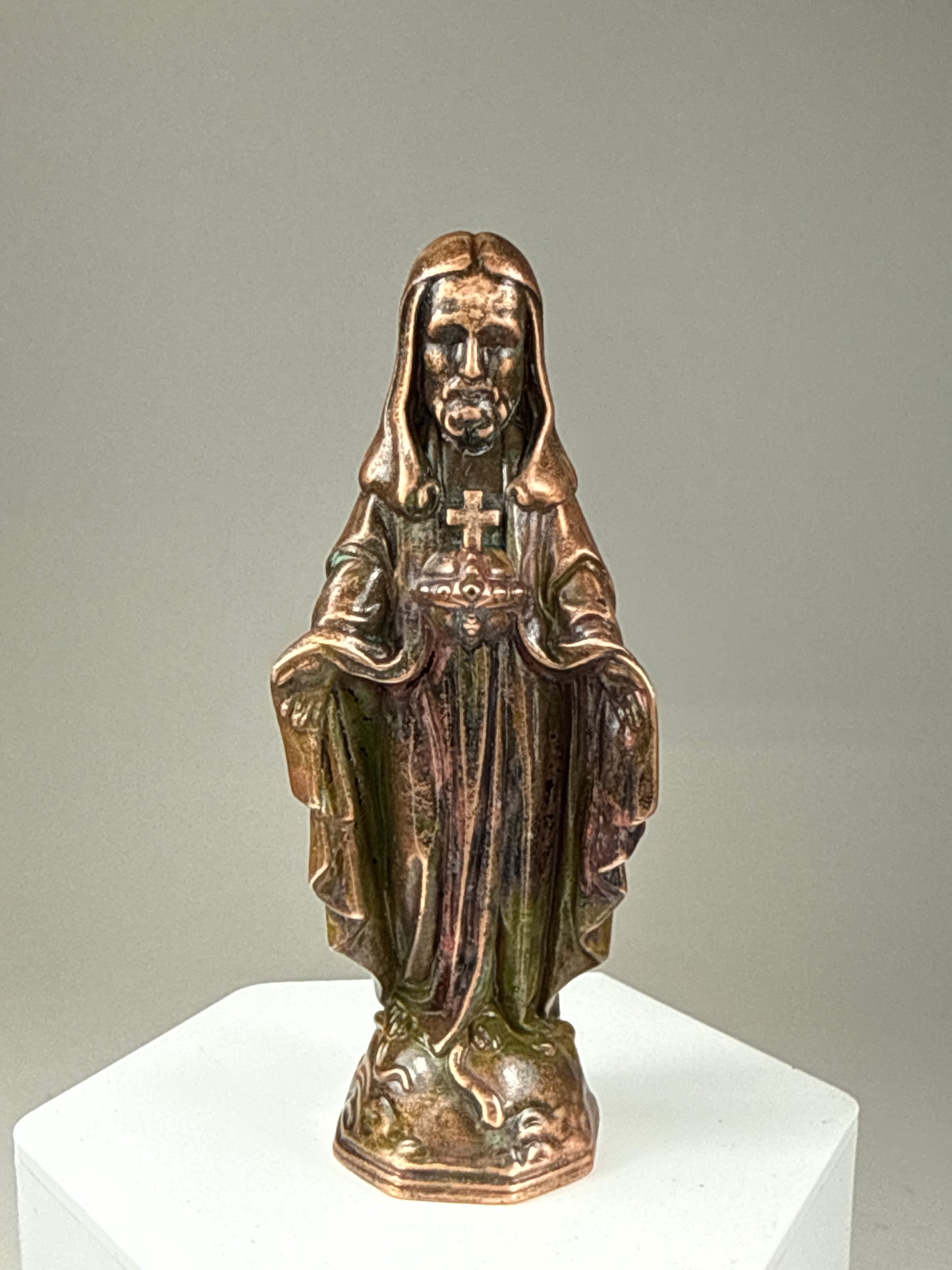 Jesus Head Mary: Copper Plated Weathered