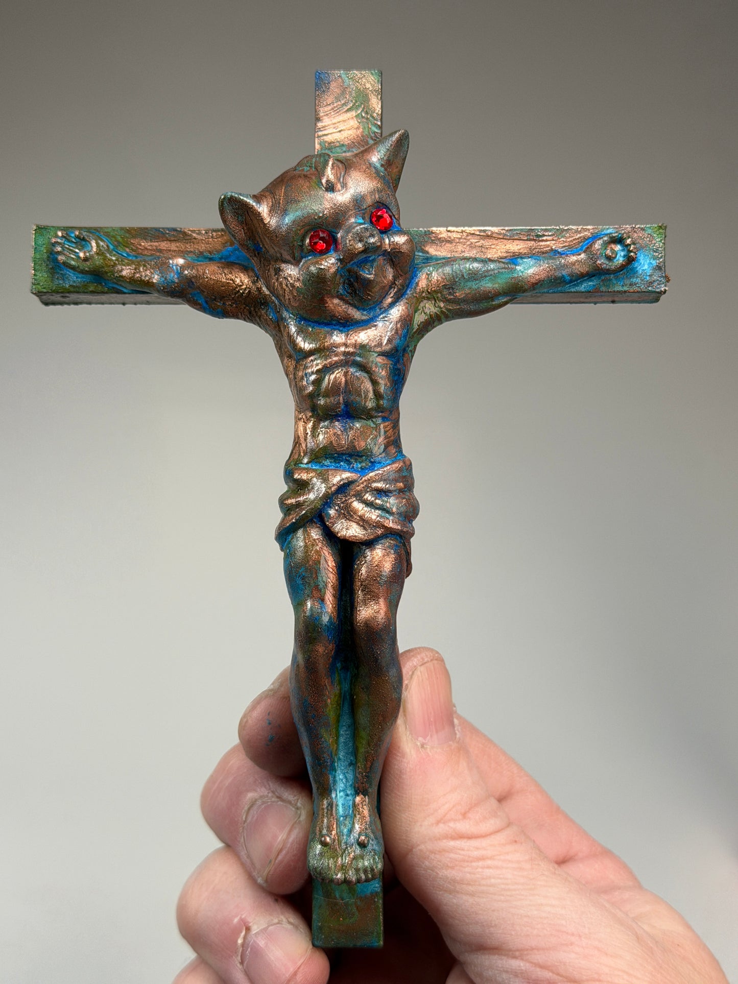 Christ on the Cross but he is Piggy Jesus: Copper Plated Snouter