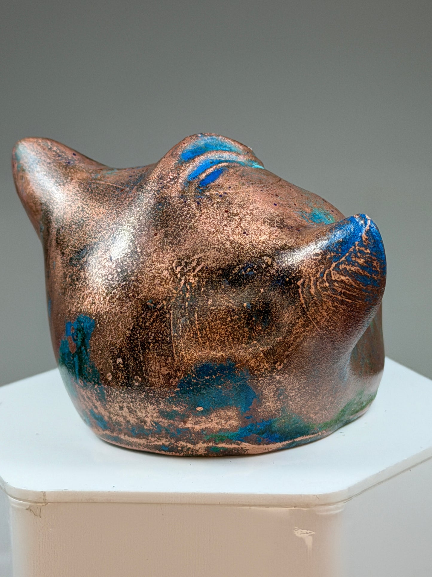 Twisty Pig Head: Copper Plated Large
