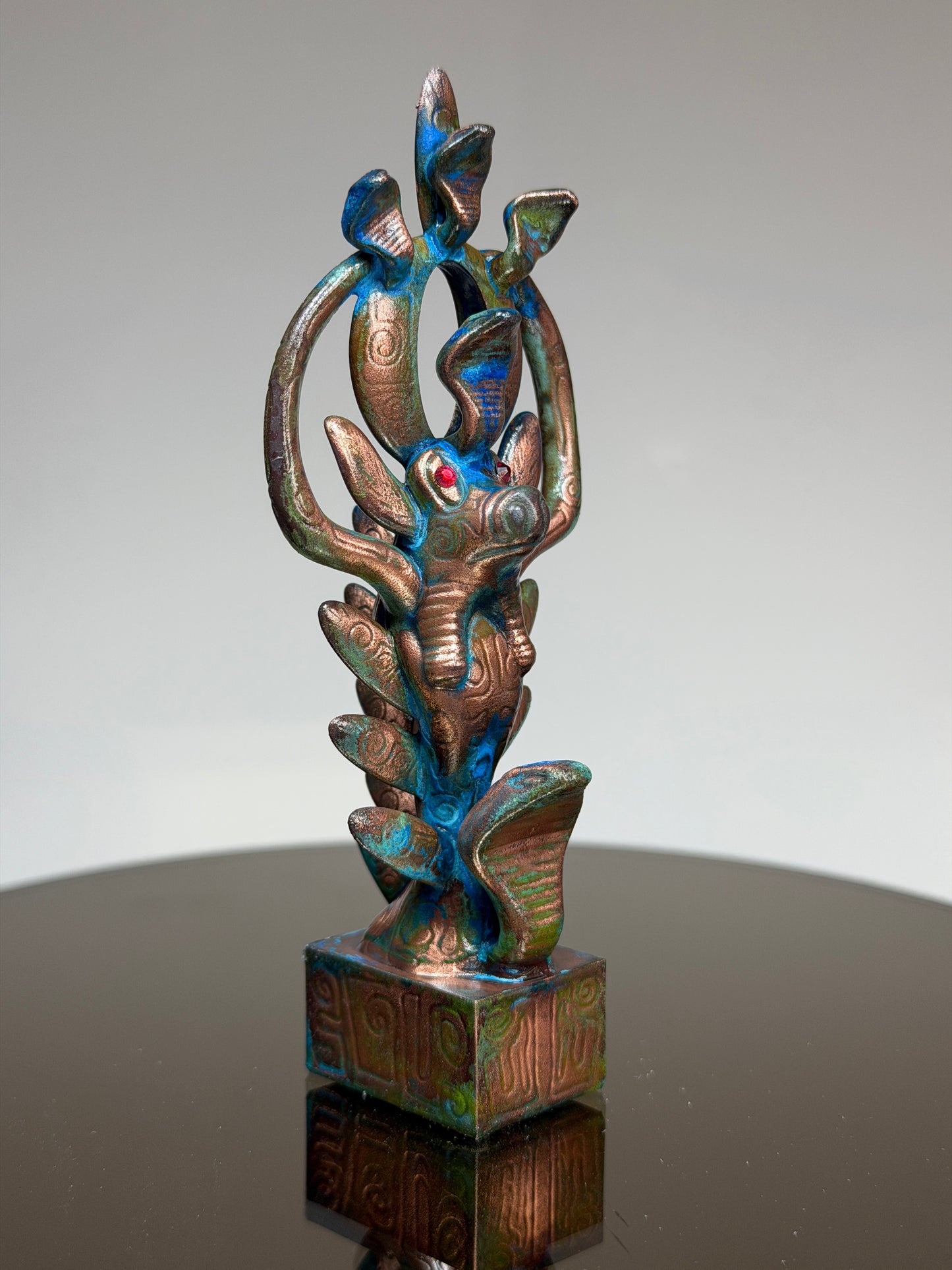 Egyptian Deer with Snakes: Copper Plated Noble
