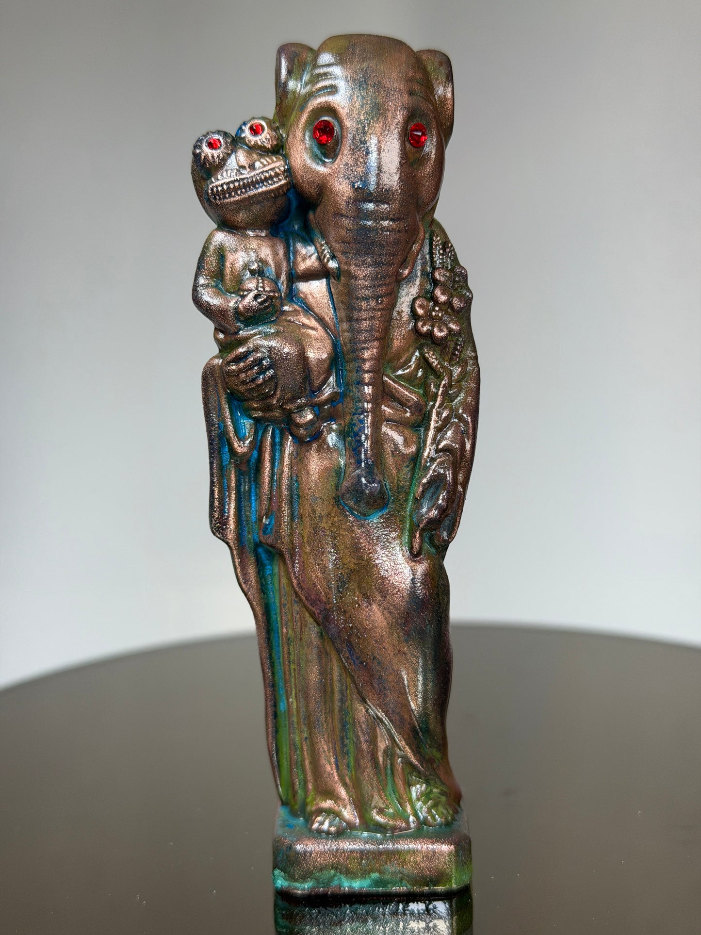 Elephant Joseph and Child: Copper Plated Fatherhood