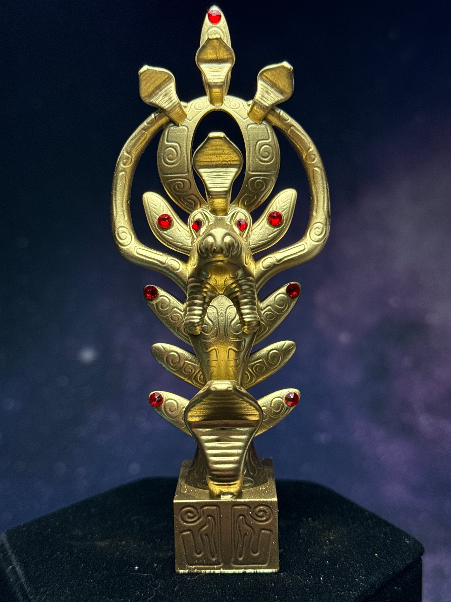 Egyptian Deer with Snakes: Chrome Gold Red