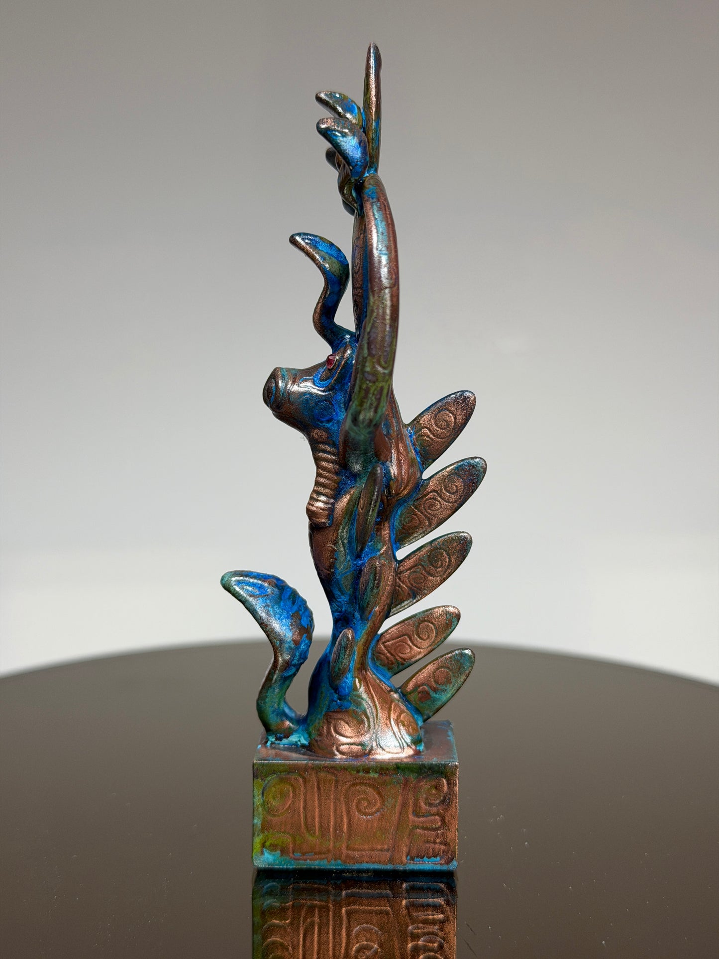 Egyptian Deer with Snakes: Copper Plated Noble