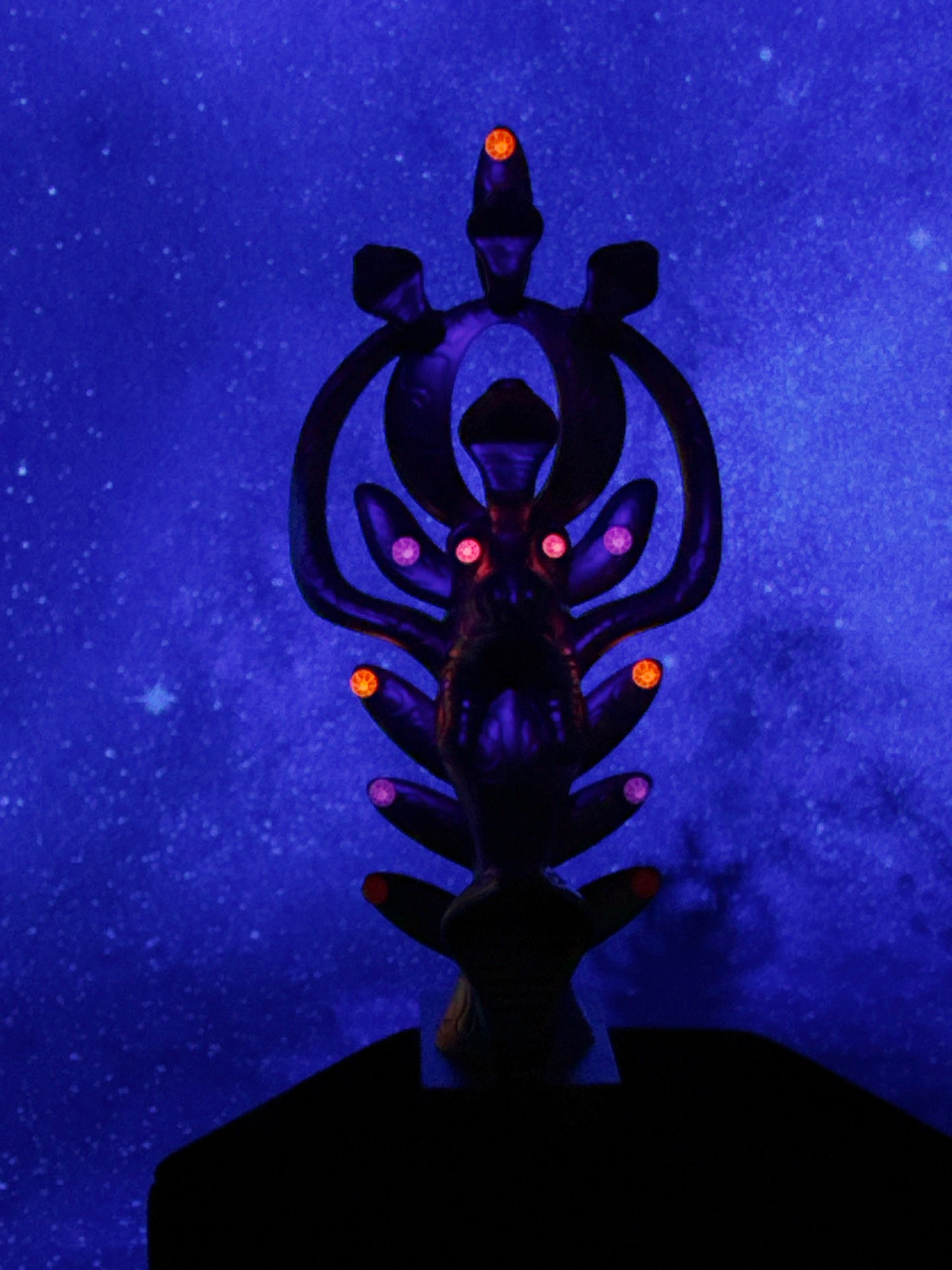 Egyptian Deer with Snakes: Gold with Neon Rhinestones