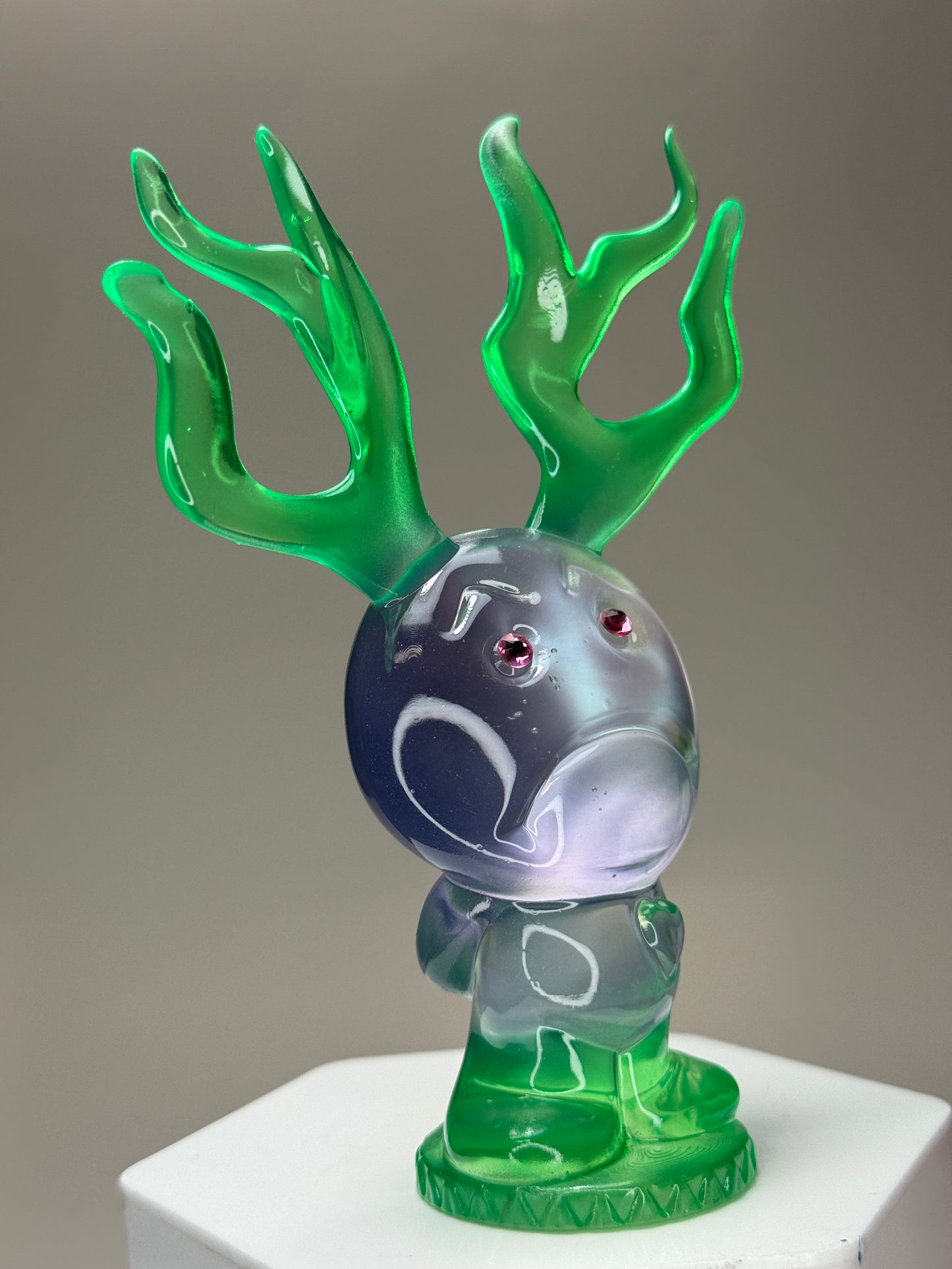 Sad with Antlers: Green/Purple