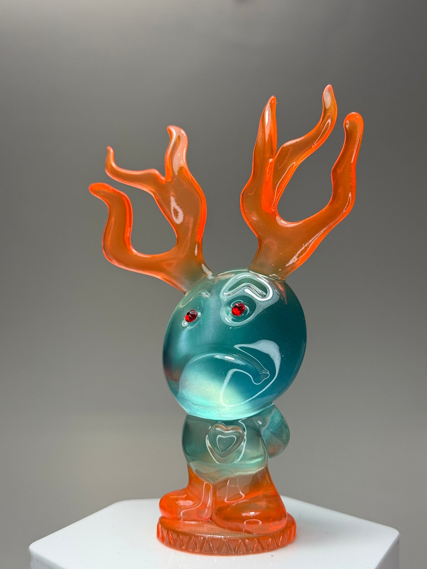 Sad with Antlers: Orange/Teal