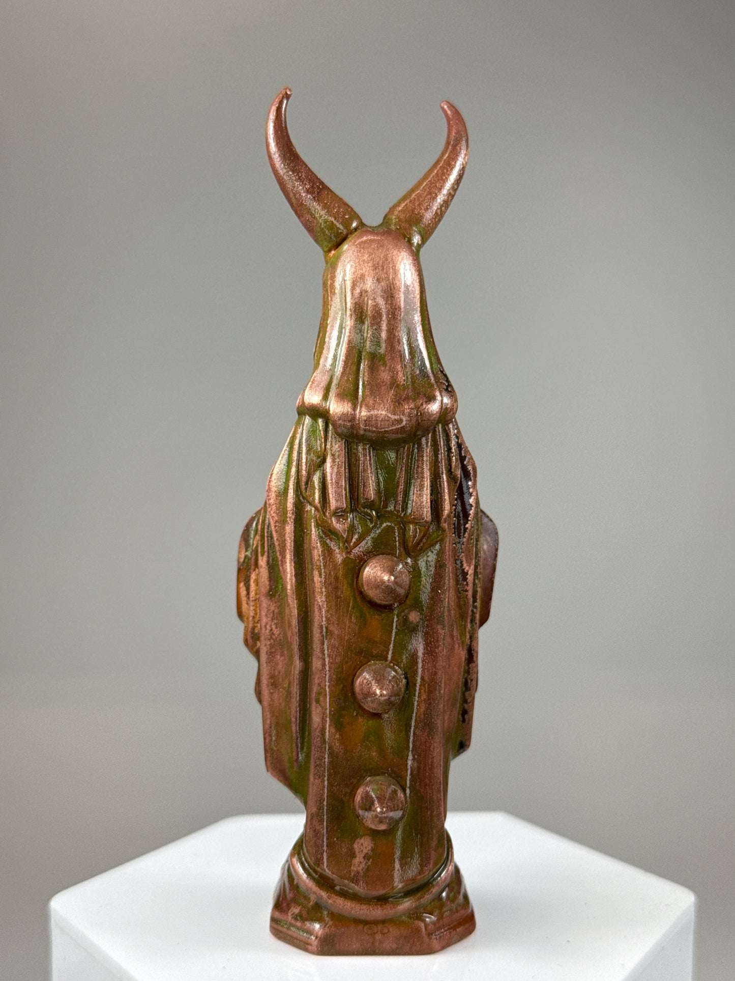 Jesus Head Mary: Copper Plated Weathered with Horns