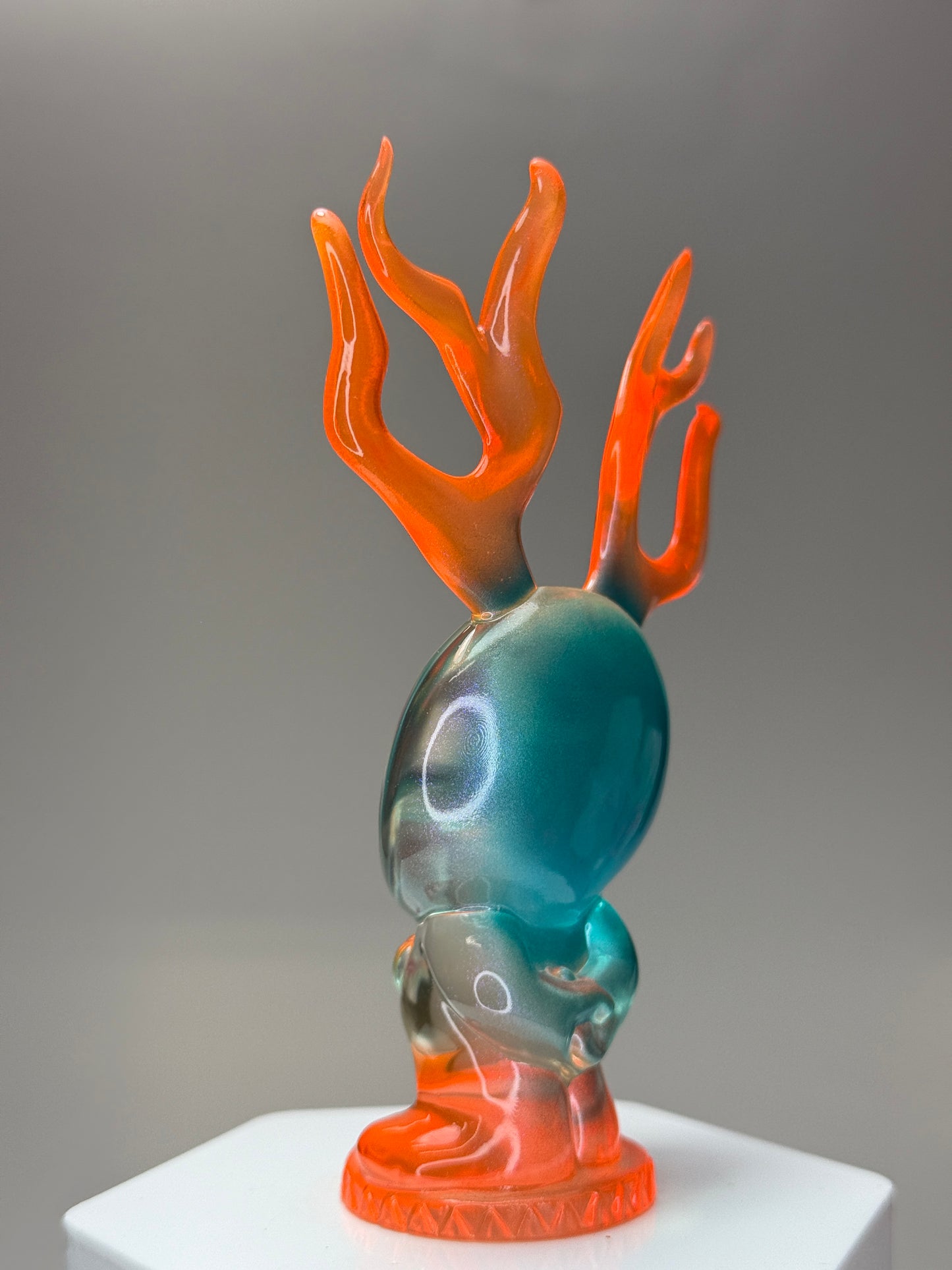 Sad with Antlers: Orange/Teal