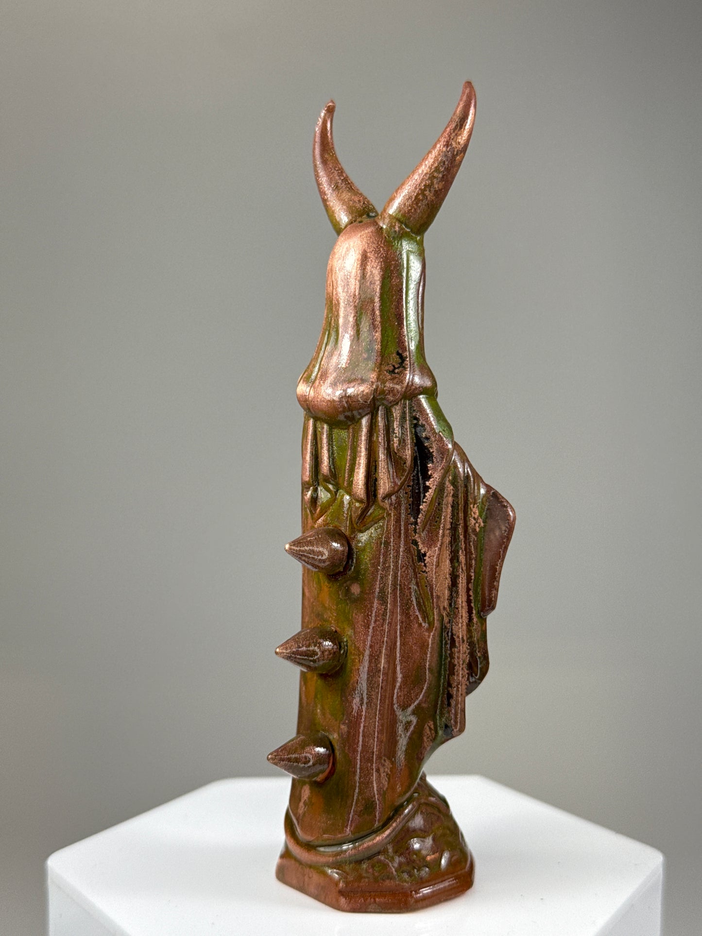 Jesus Head Mary: Copper Plated Weathered with Horns