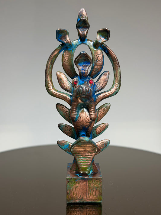 Egyptian Deer with Snakes: Copper Plated Noble