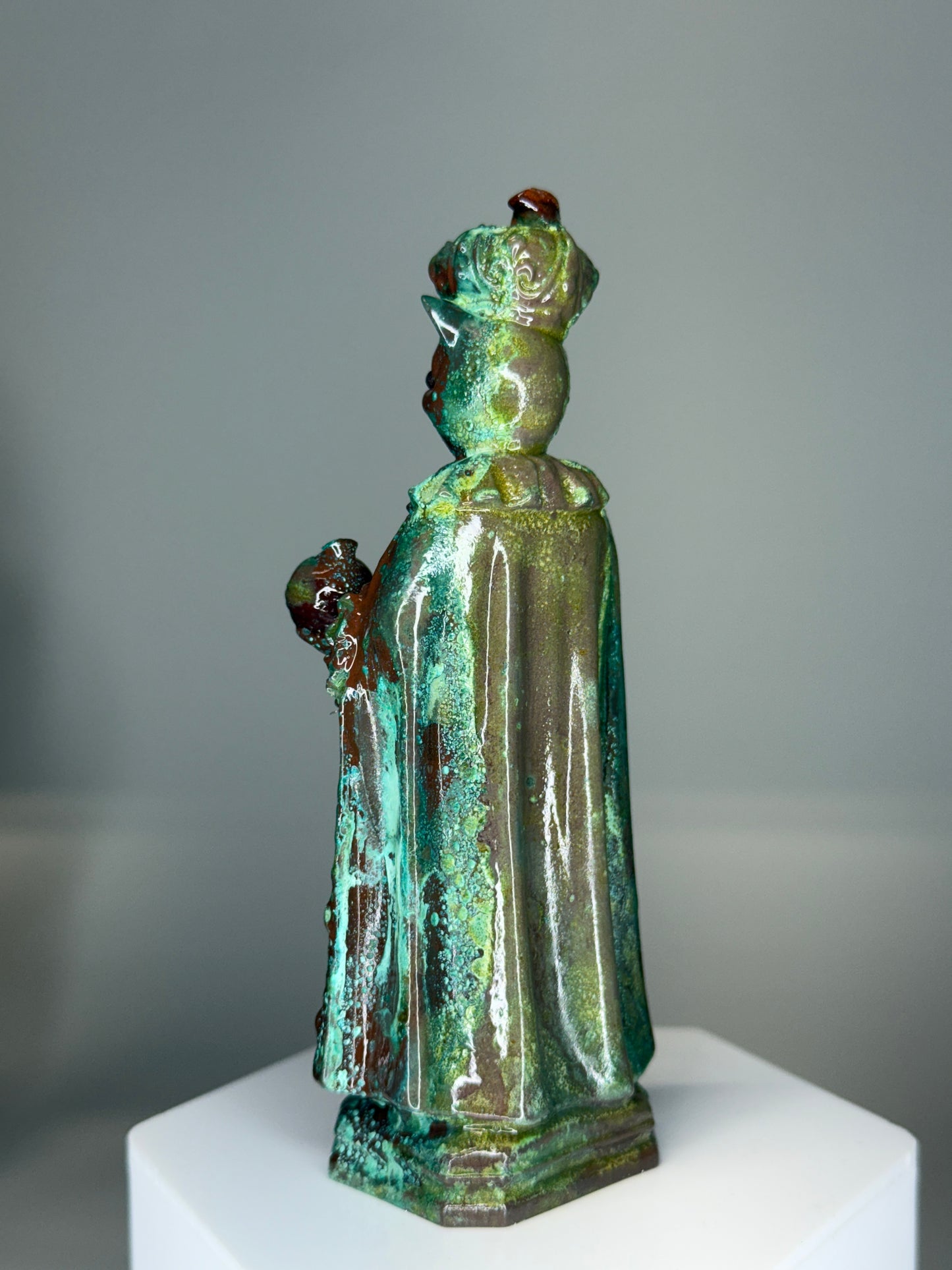 Saint Piggy: Cold Cast Copper, Corroded