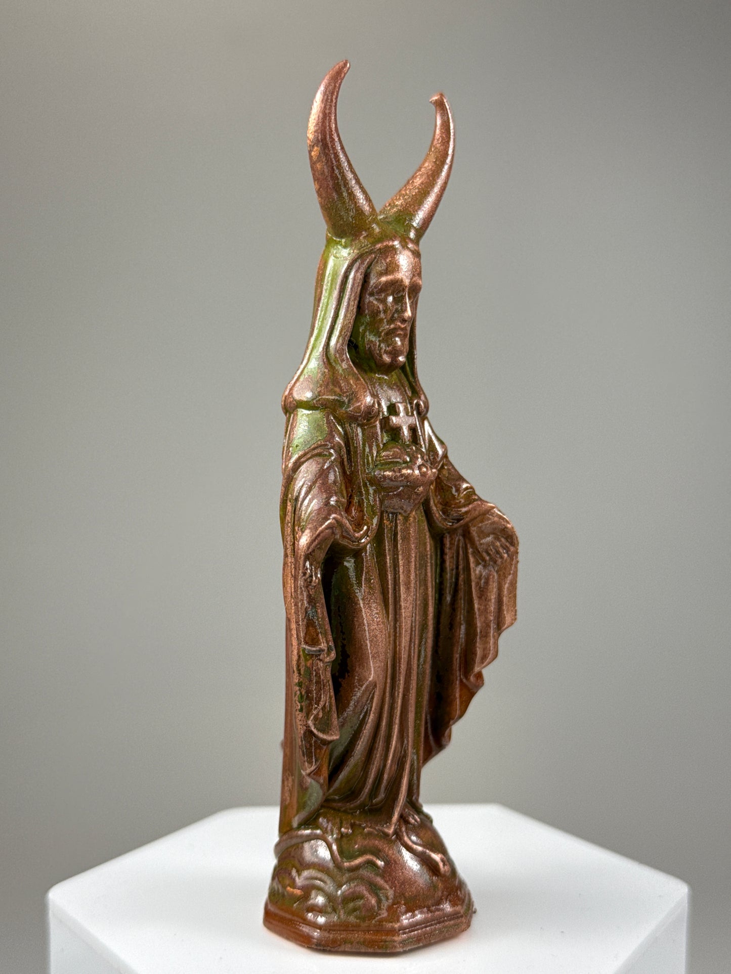 Jesus Head Mary: Copper Plated Weathered with Horns
