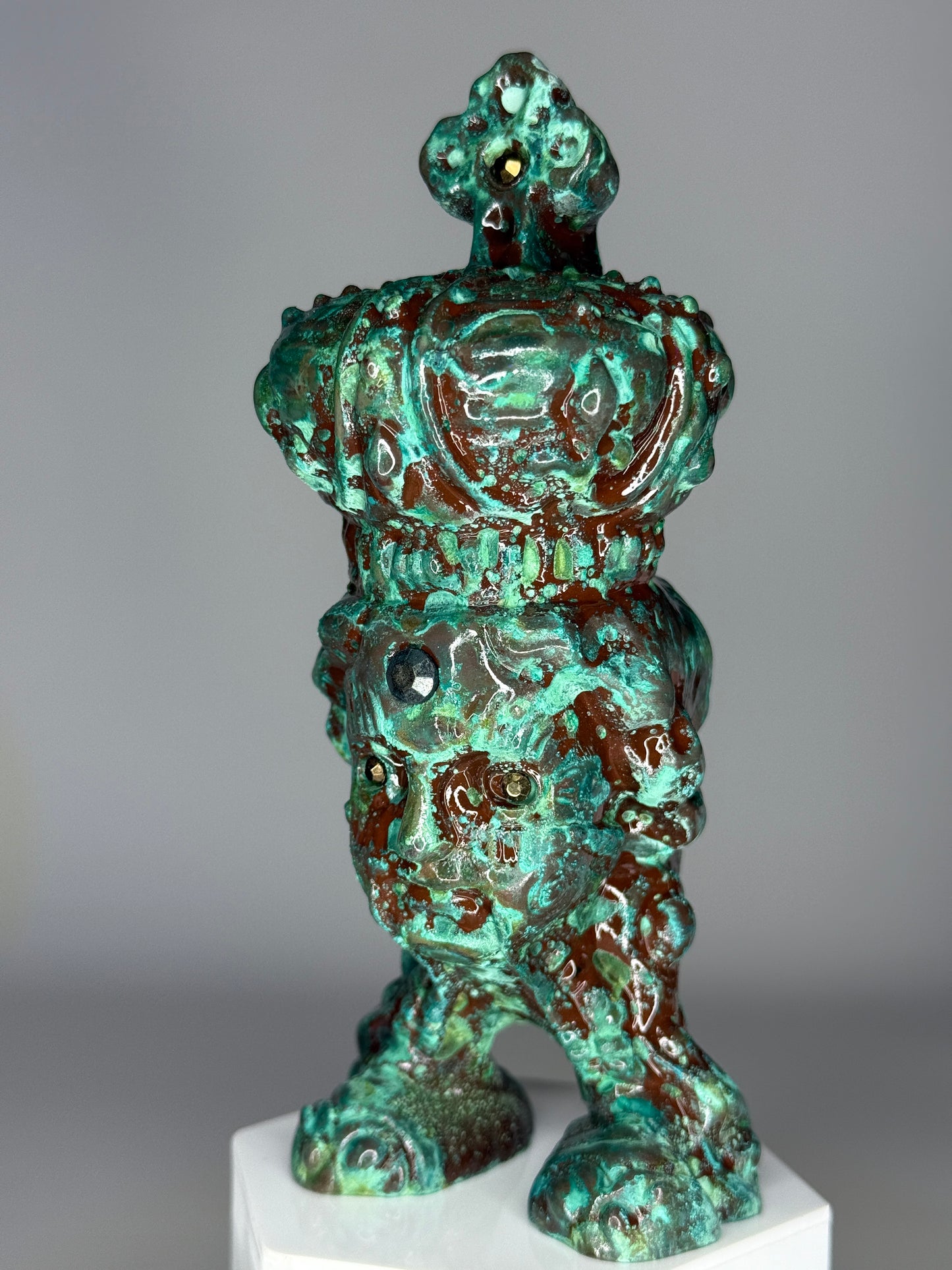 Mecha Faith Hopper: Cold Cast Copper, Corroded