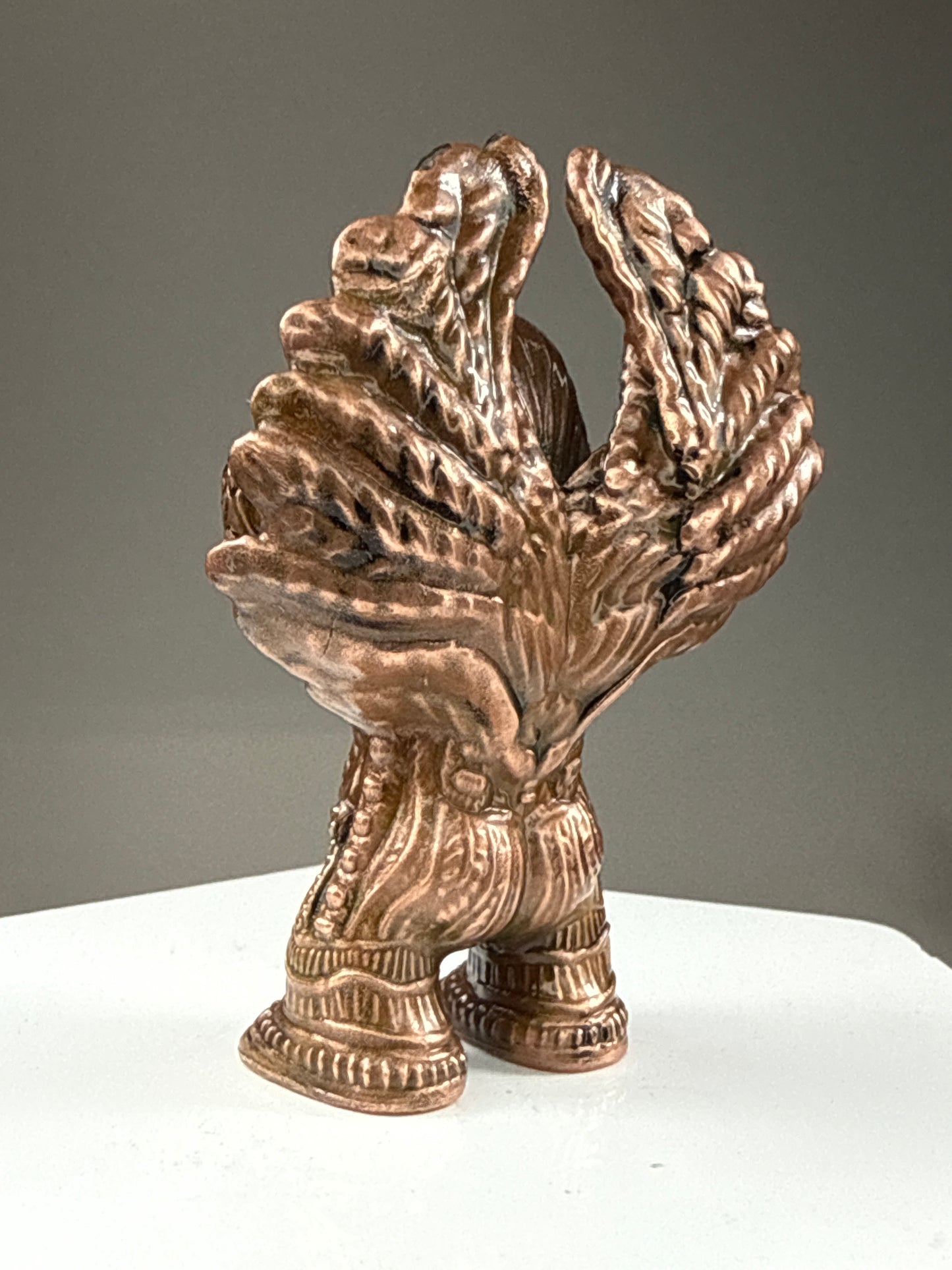 Winged Sphinx Ape: Cooper Plated Sand Damaged