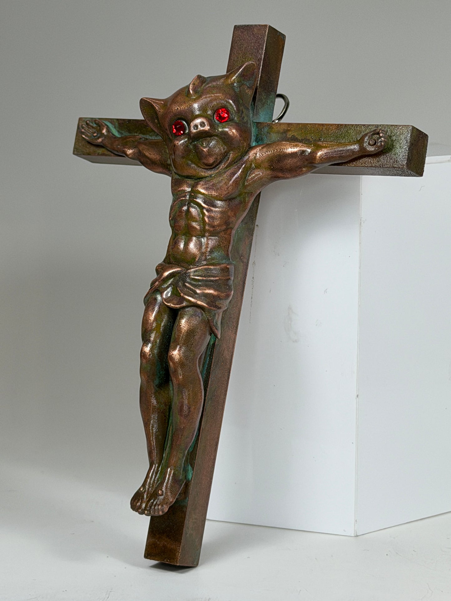 Christ on the Cross but he is Piggy Jesus: Copper Plated Oink