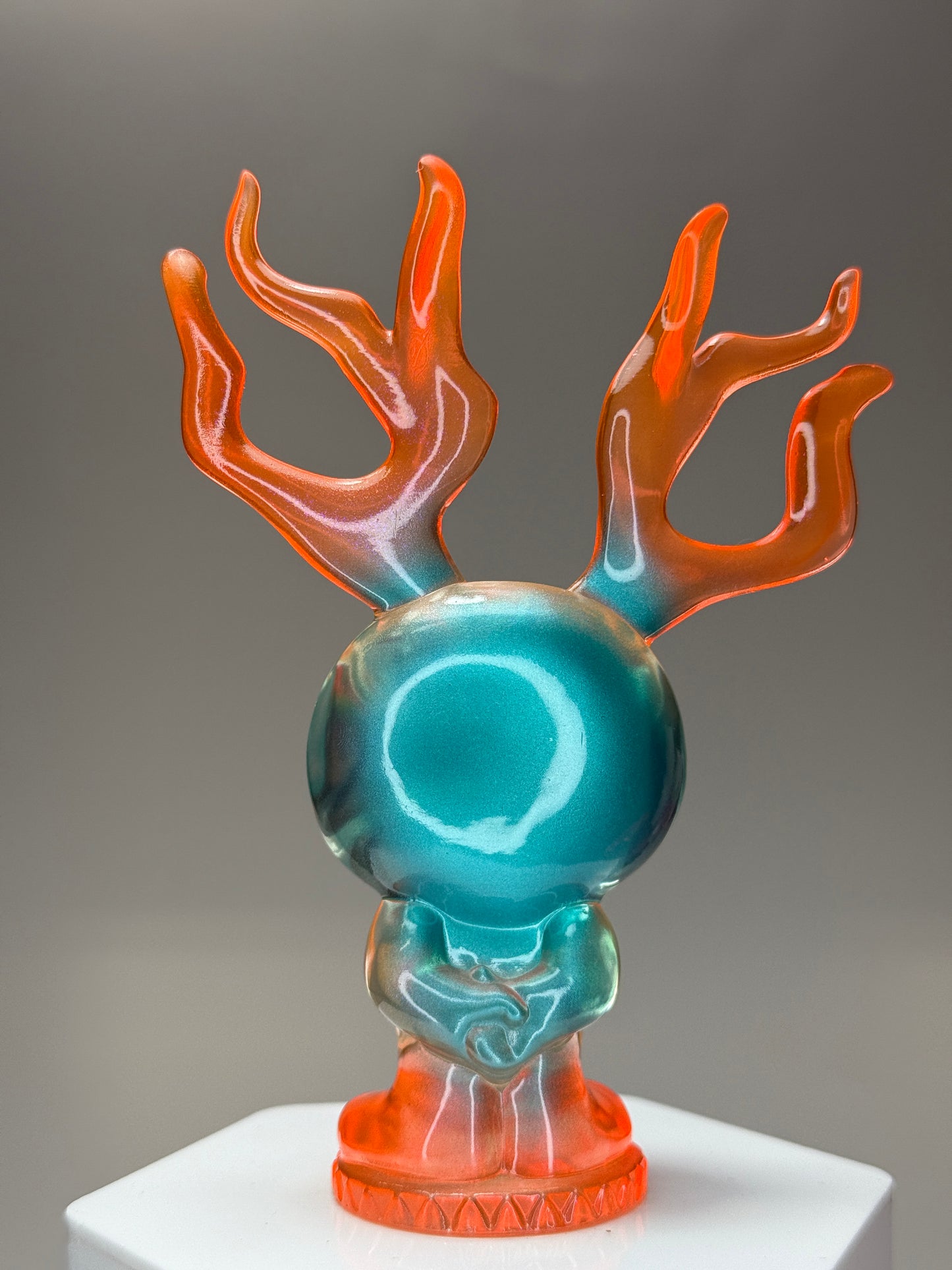 Sad with Antlers: Orange/Teal