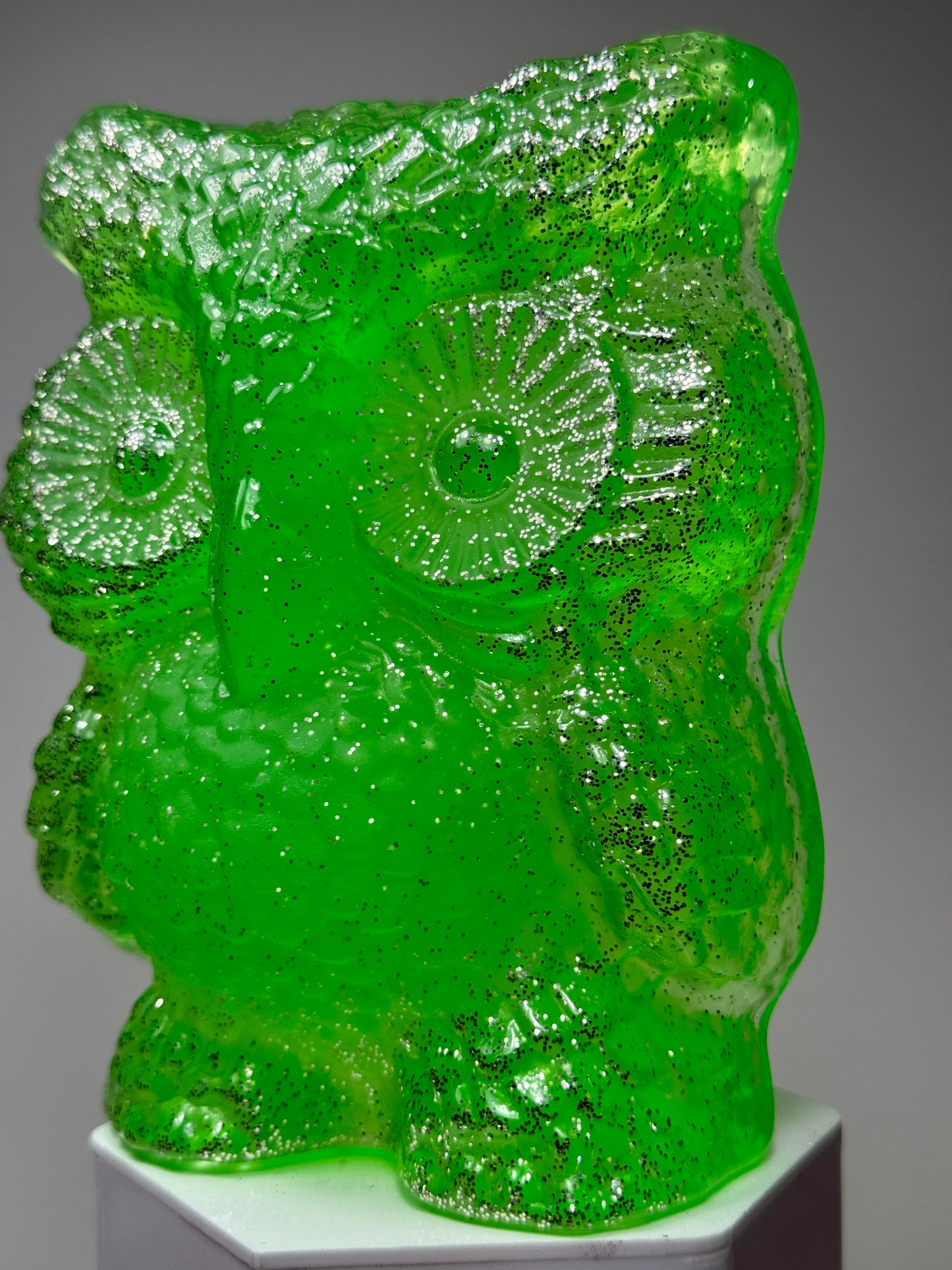 Midcentury Owl V2: Neon Green/Clear/Silver Glitter