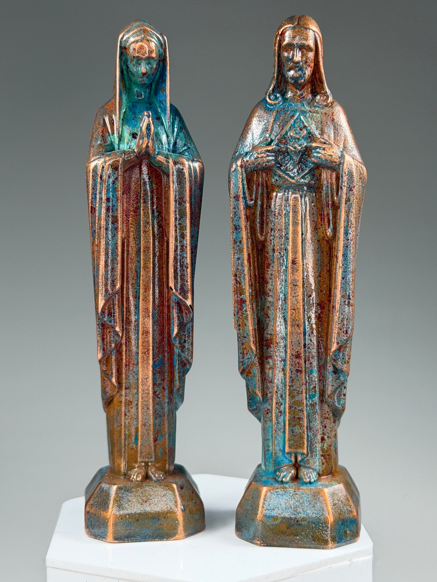 Modern Jesus and Mary: Copper Plated Hope Set