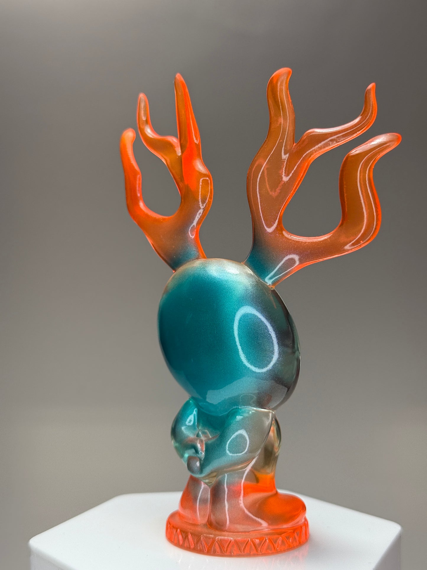 Sad with Antlers: Orange/Teal