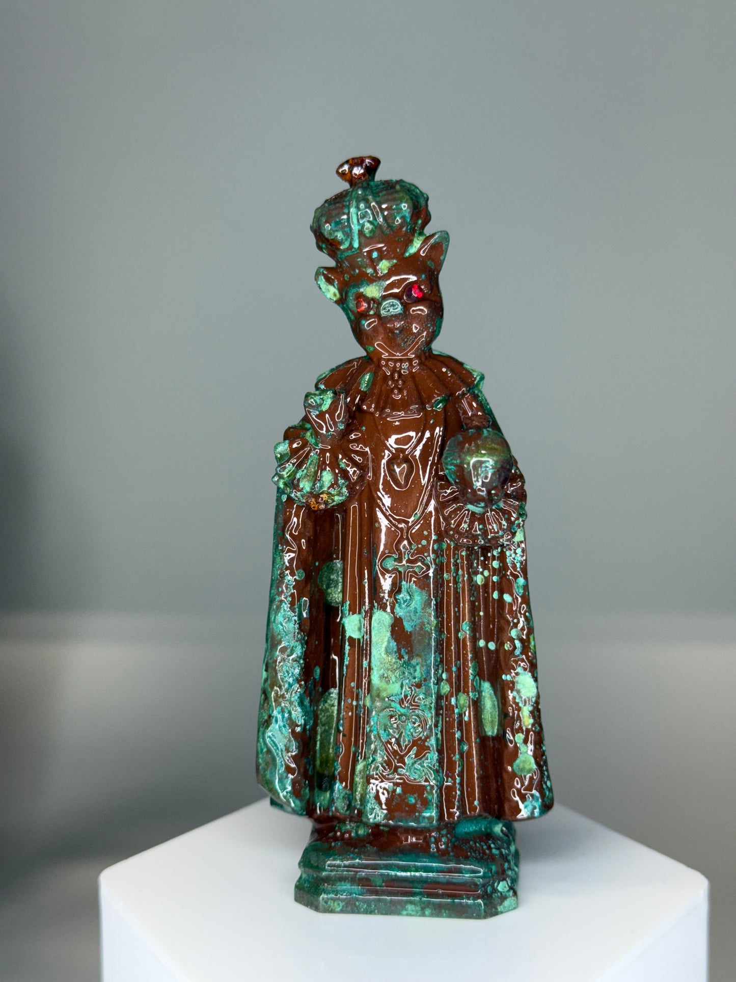 Saint Piggy: Cold Cast Copper, Corroded