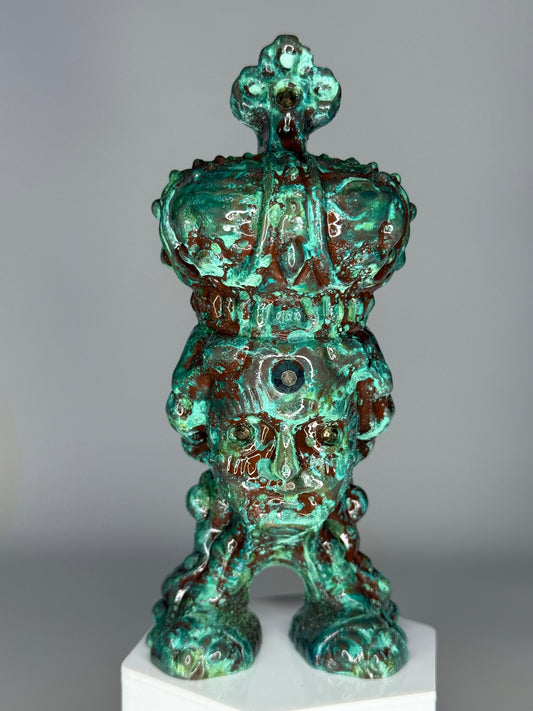 Mecha Faith Hopper: Cold Cast Copper, Corroded