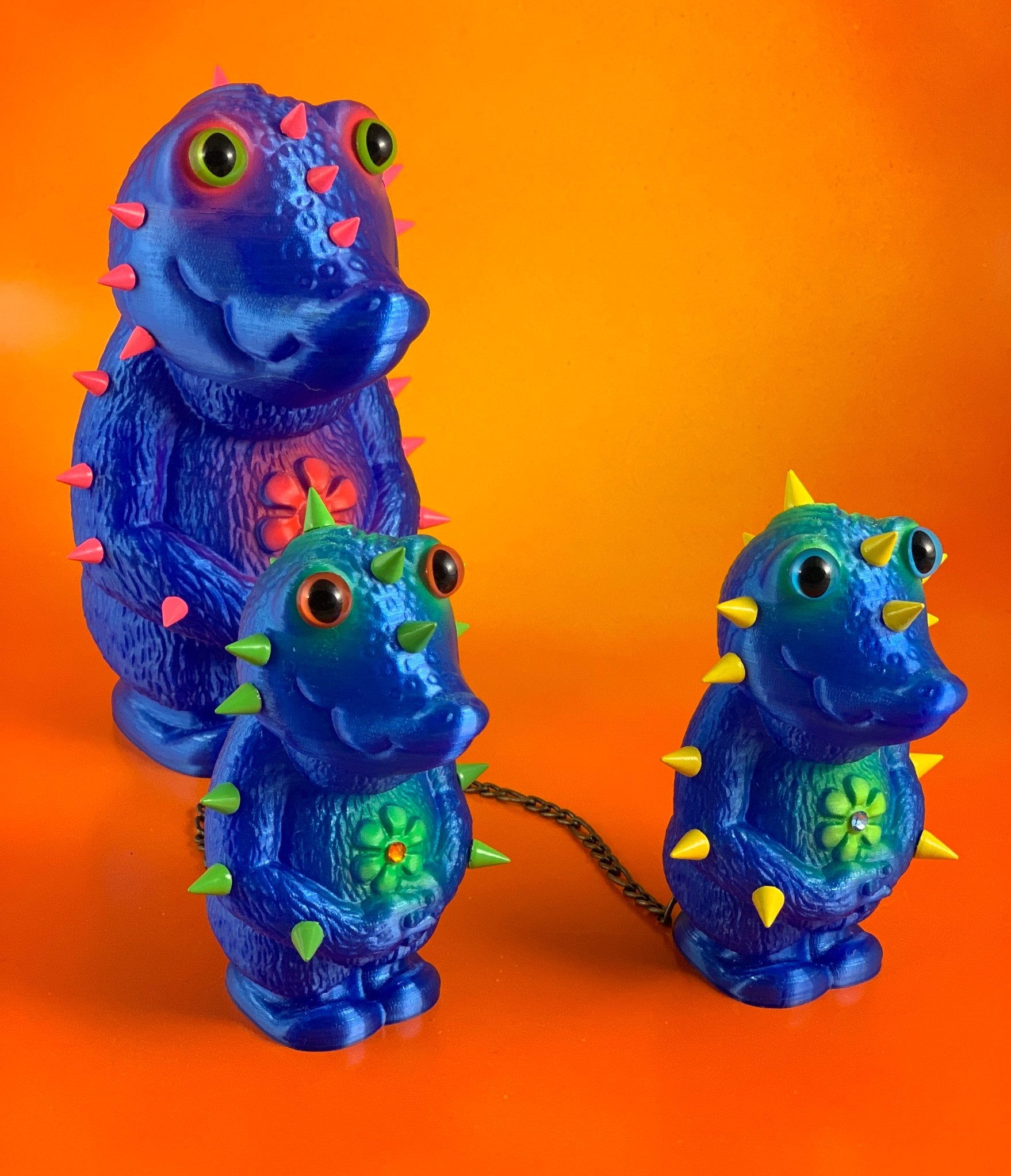 Crocodile Headed Monsters: Blue and Fluorescent 