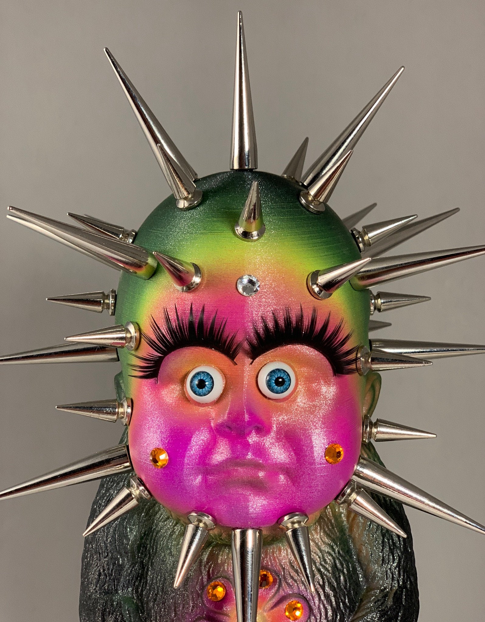 Giant Baby Headed Monster Freak with Crazy Spikes and Rhinestones 