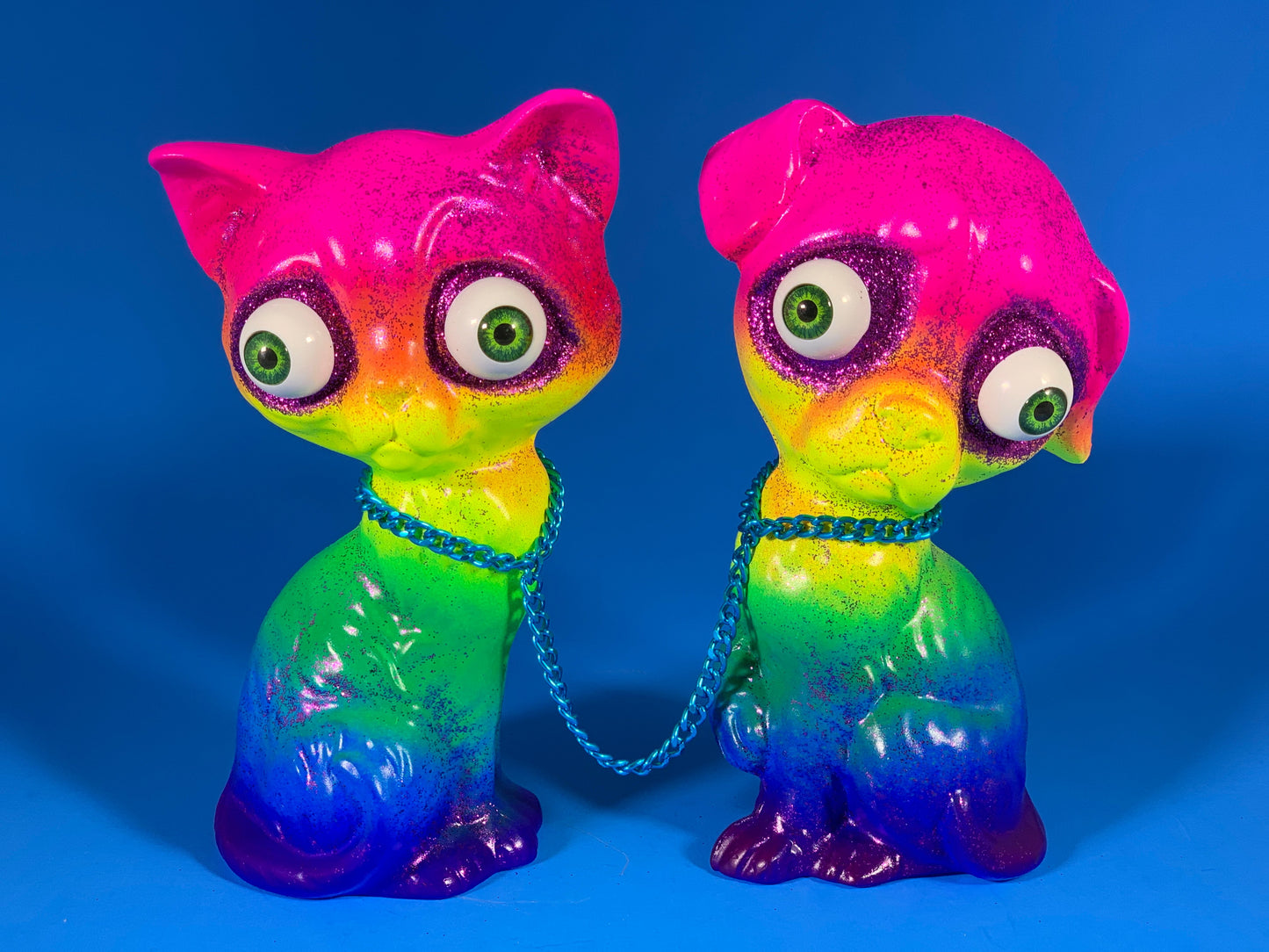 Rainbow Sad Dog/Sad Cat with Purple Glitter