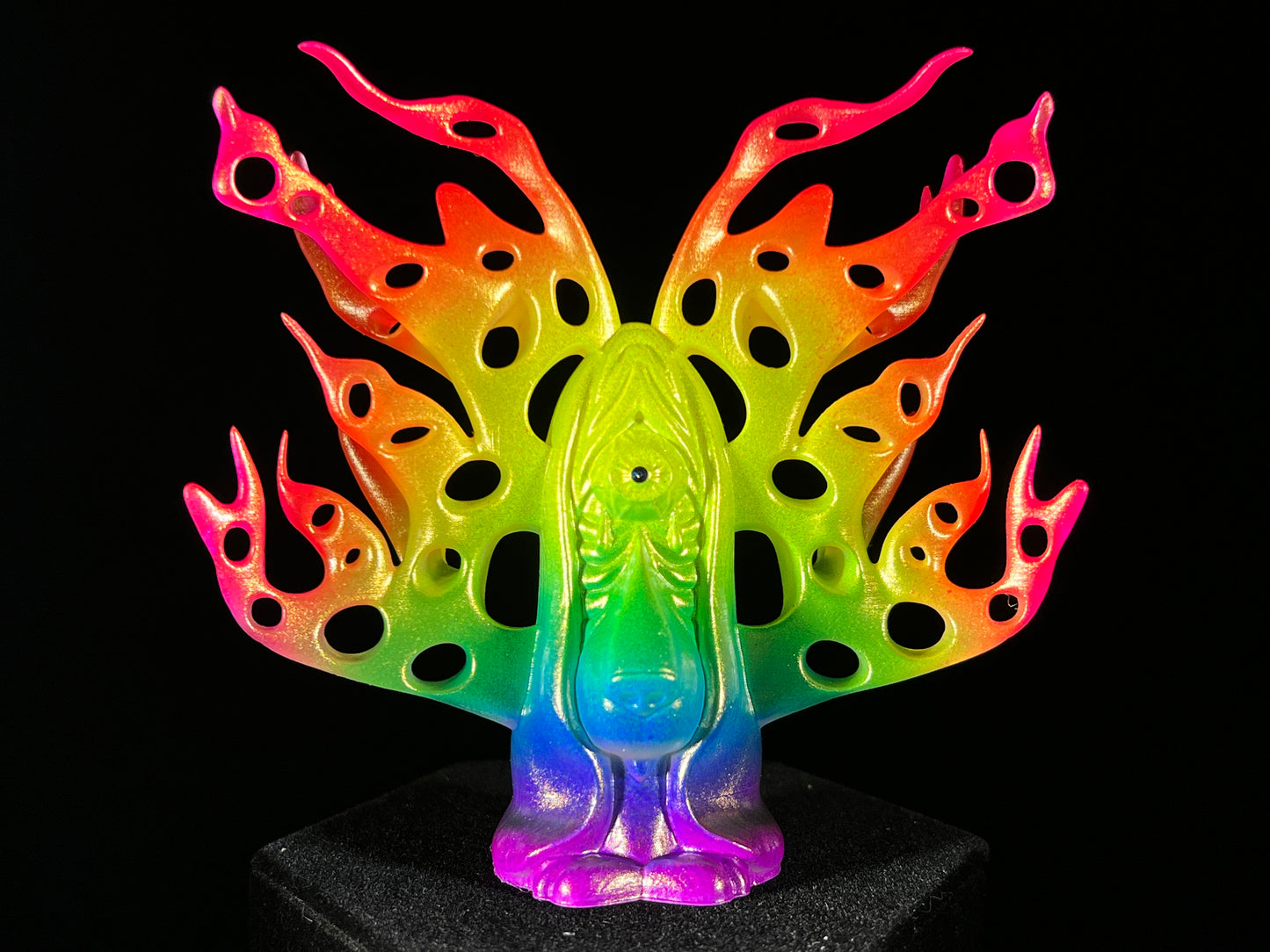 Winged Cyclops Sad Dog: Neon Gold Rainbow