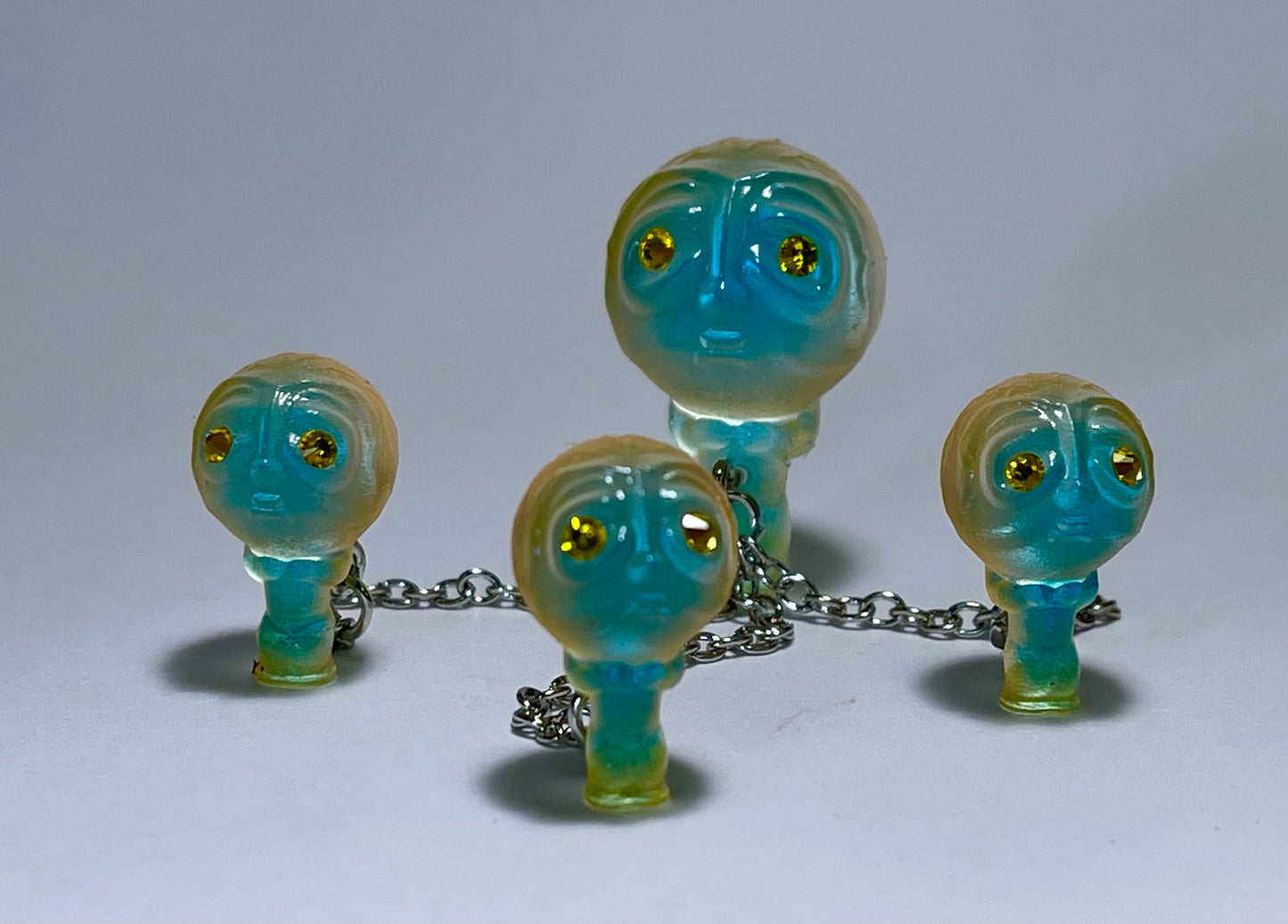 Moon Head Giant Head Freak: Tiny Chained Set, Blue/Copper