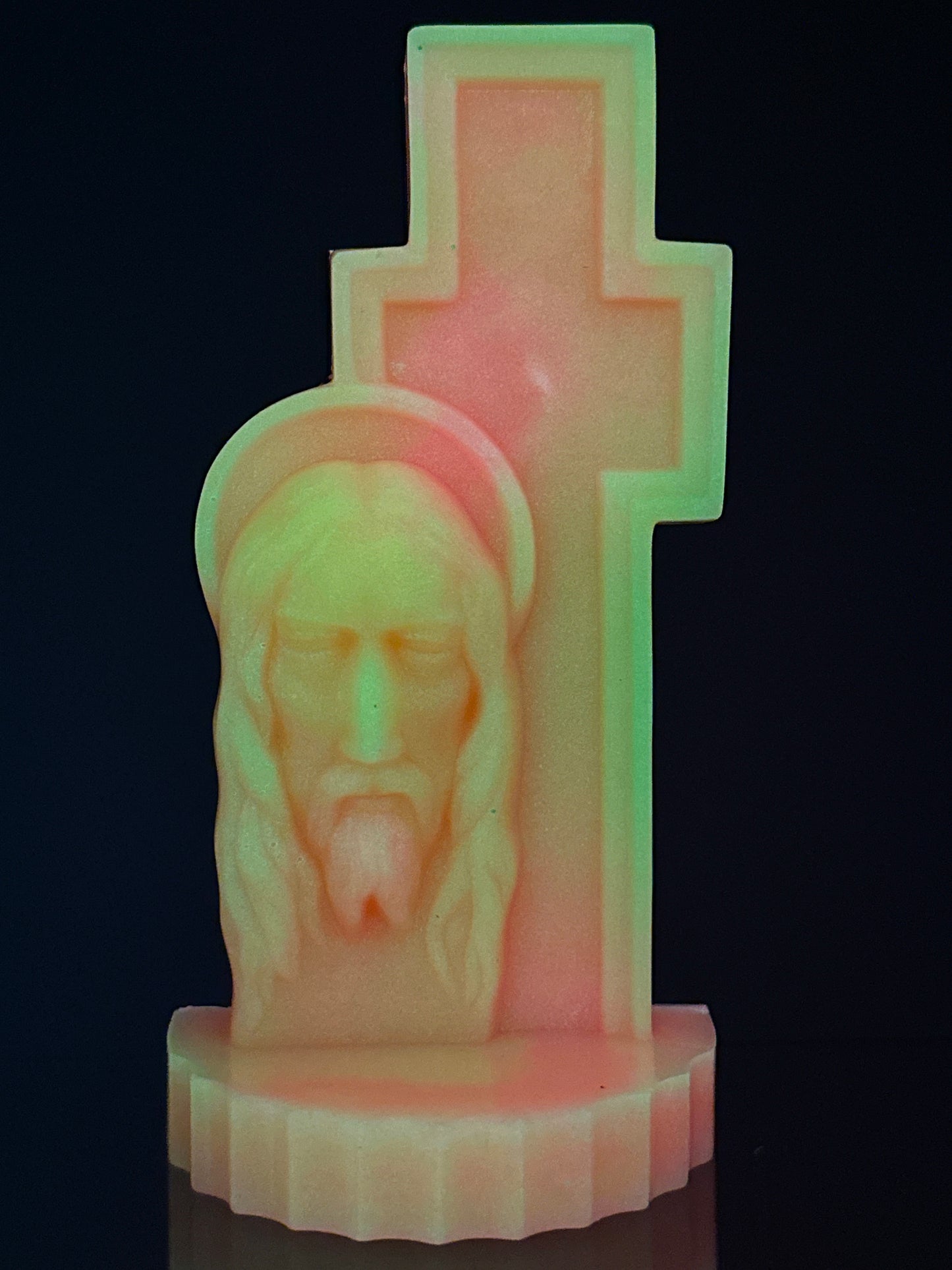 Sad Jesus: Neon Glow in the Dark Pink/Orange