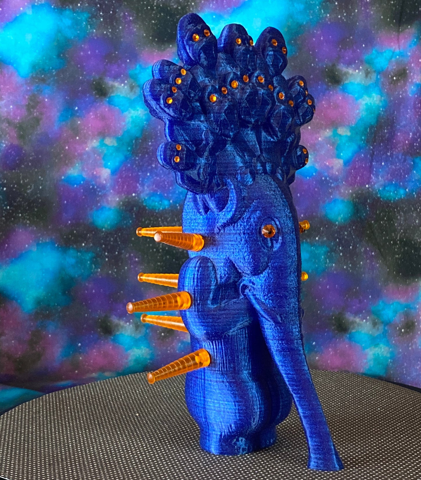 King God Elephant Ape: Blue Glitter with Orange