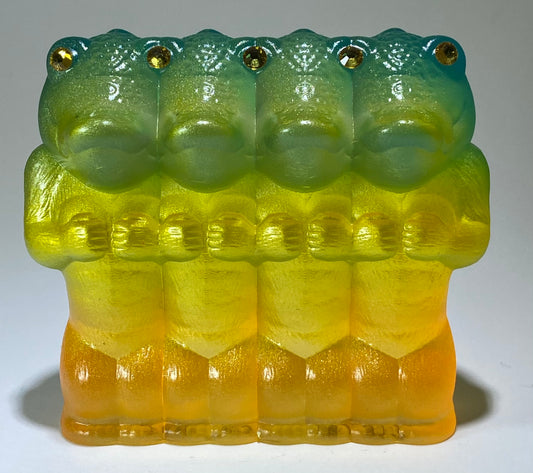 Crocodile Ape Cult, 4 Headed: green/yellow/orange
