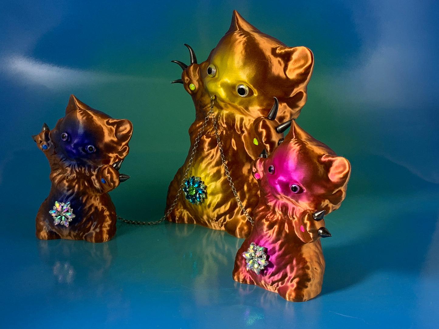 Copper Cats with Iridescent Colors
