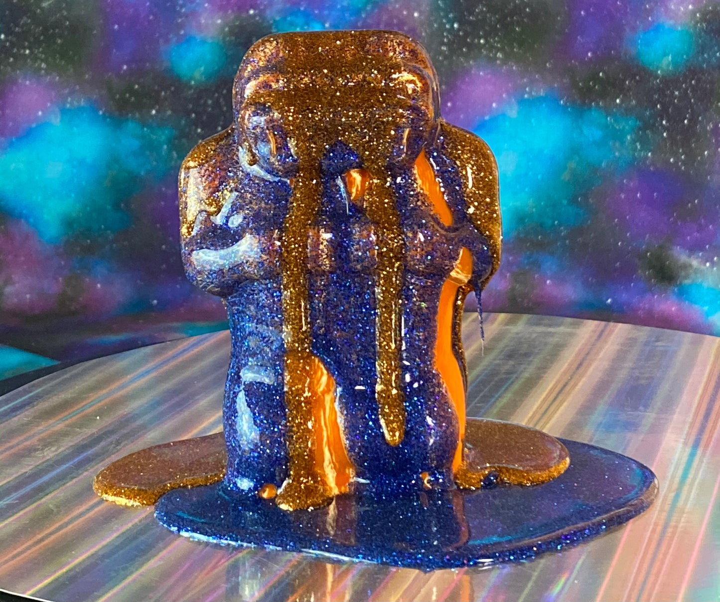Color Dump: Freak of Nature 3 Headed Ape, Blue and Gold Glitter