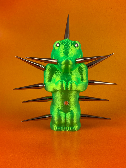 Mini Croc Headed Ape: Florescent Green with Long Spikes