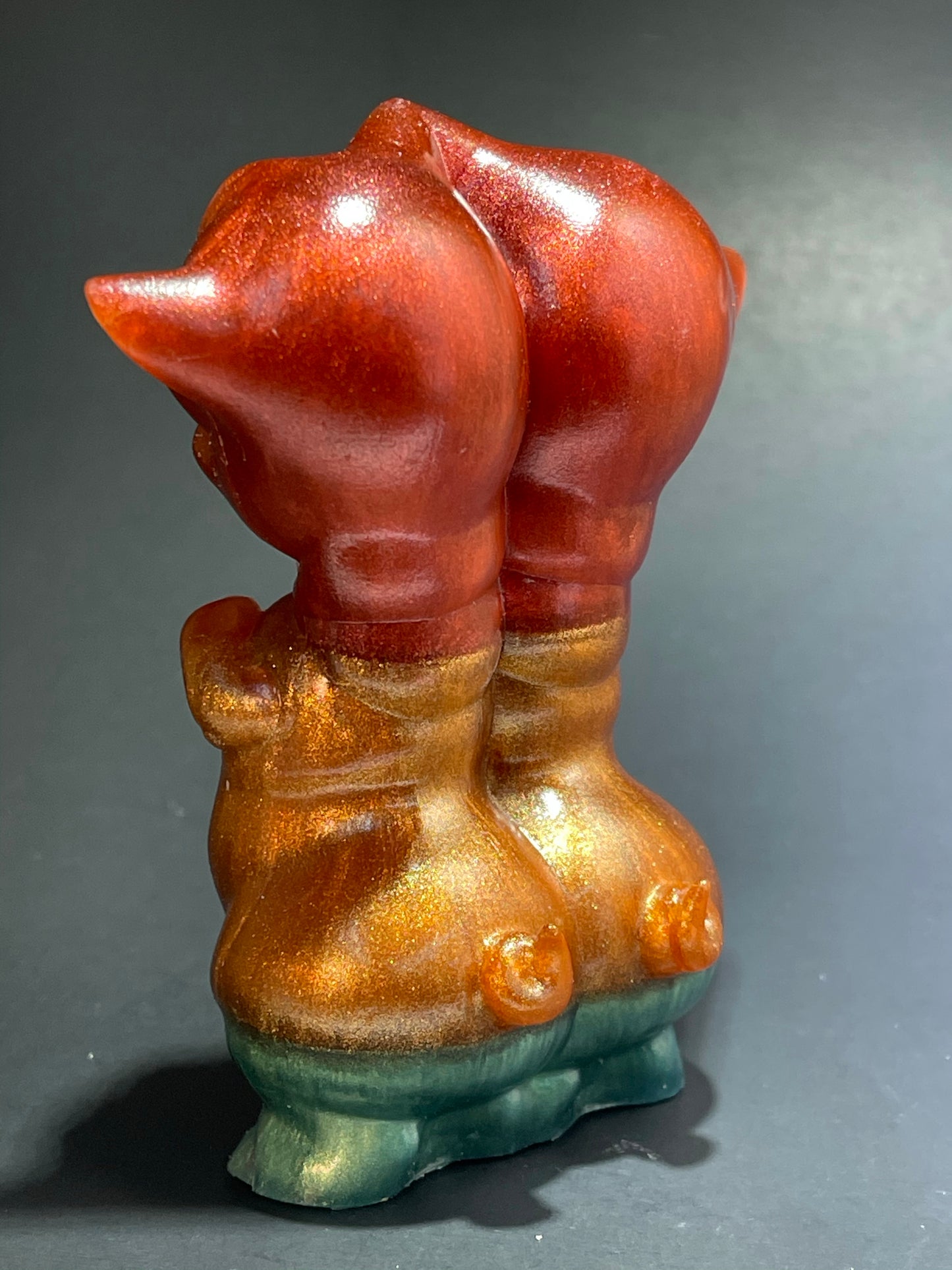 Double Twisty Pig: Resin Cast in Red/Copper/Green
