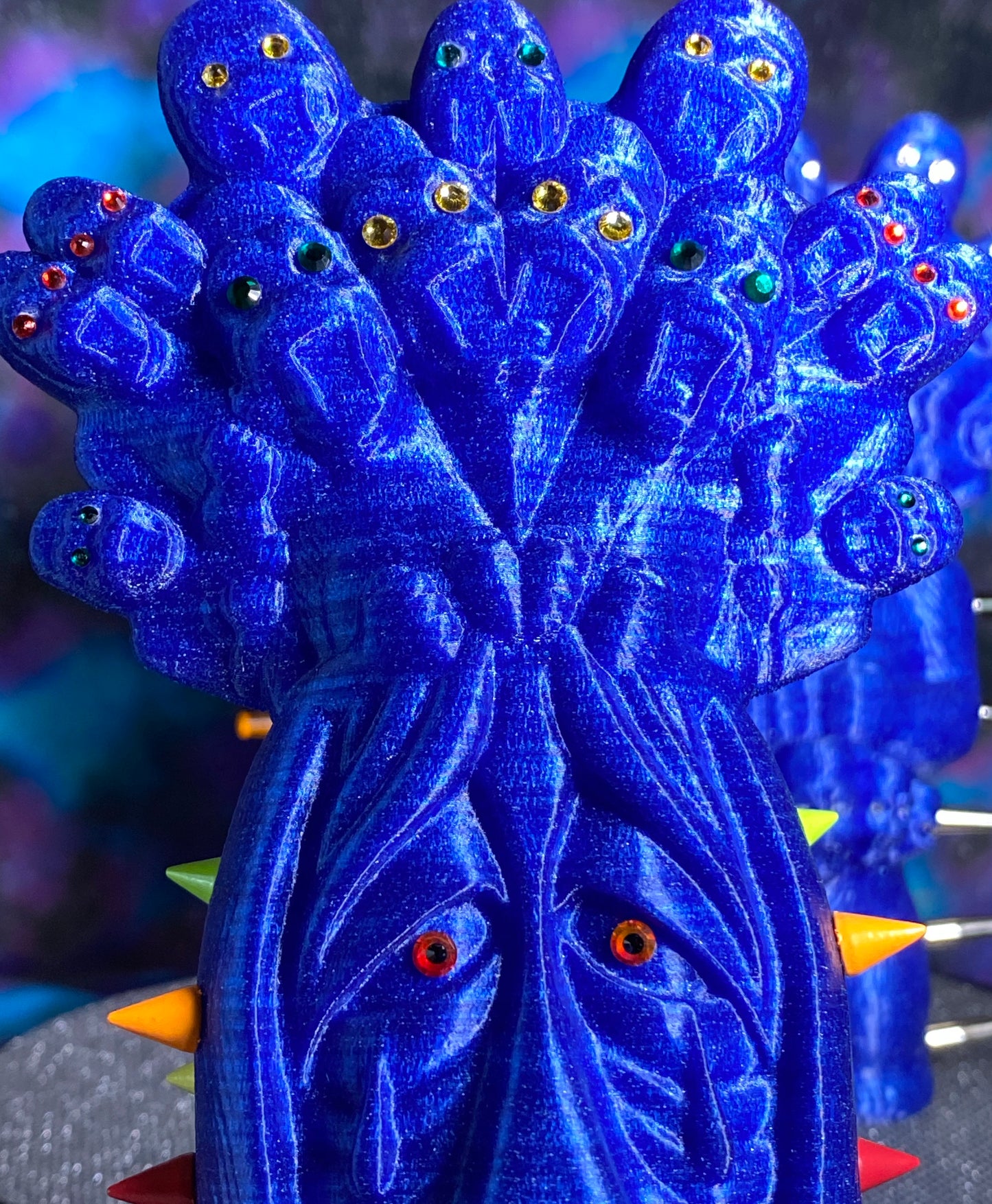 His Majesty, The King: Blue Glitter with Multicolor Rhinestones and Spikes