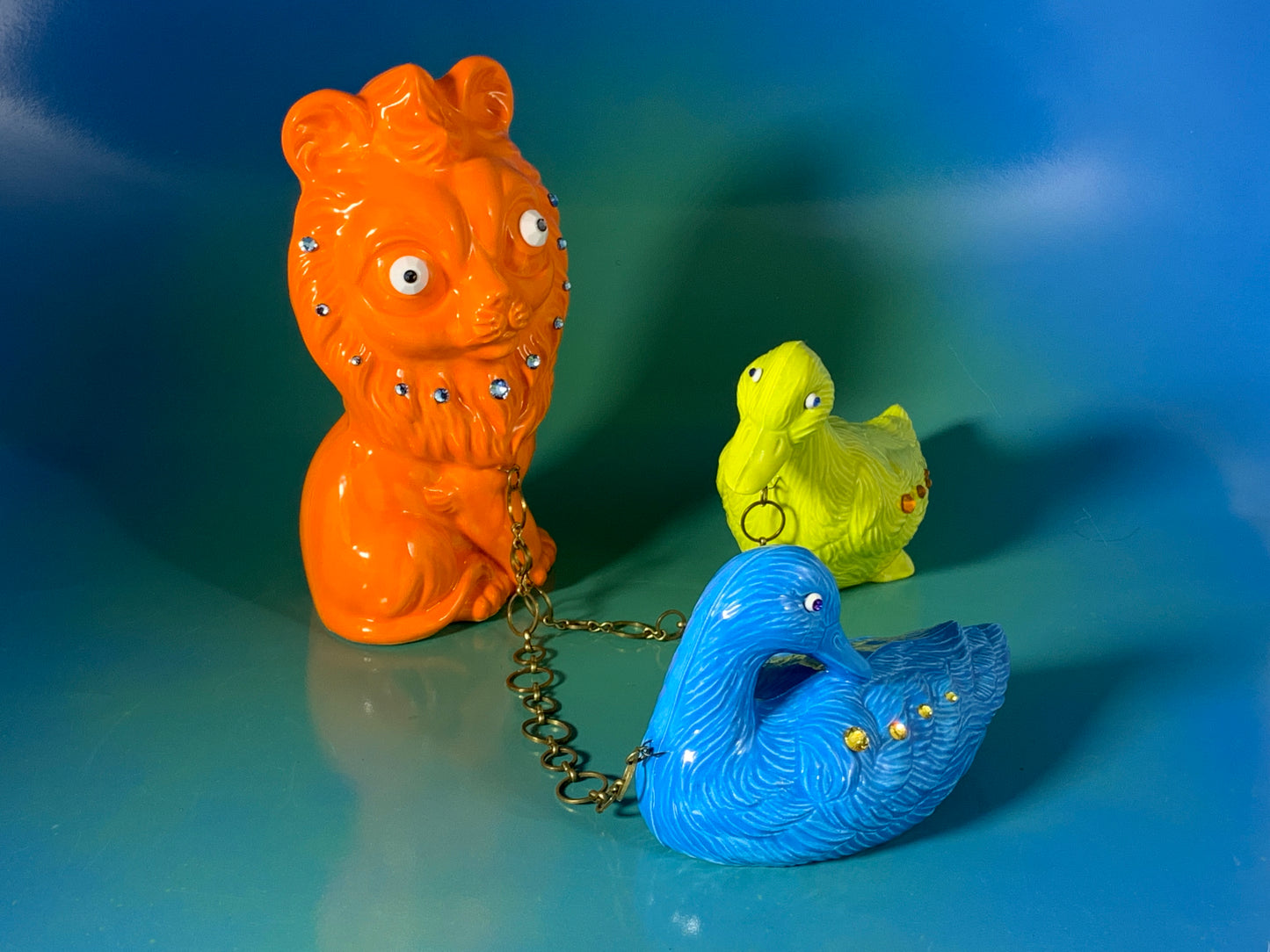 Ceramic Lion Chained to Ducks