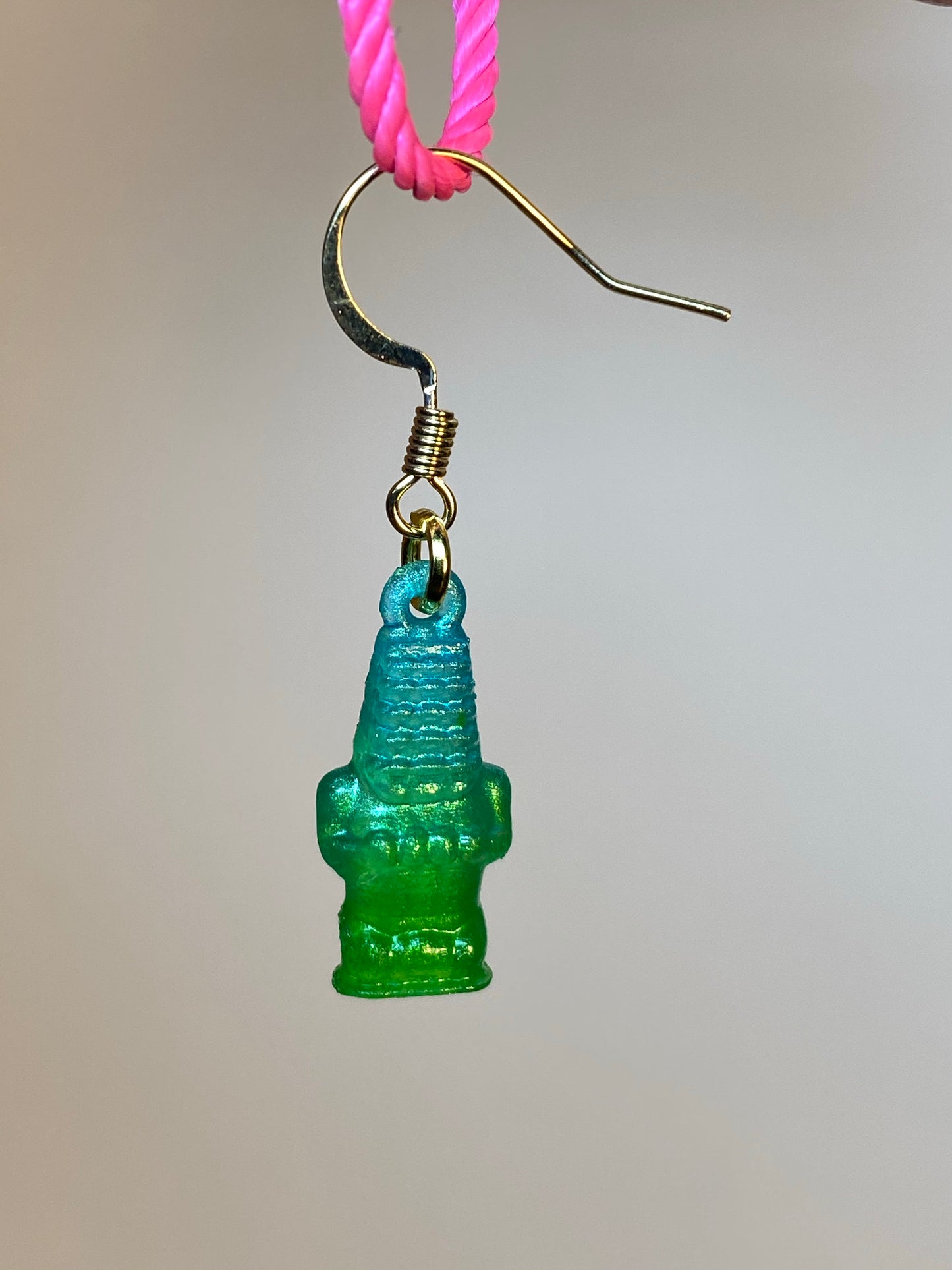 Tall Stack Ape Earrings: Transparent Blue/Green