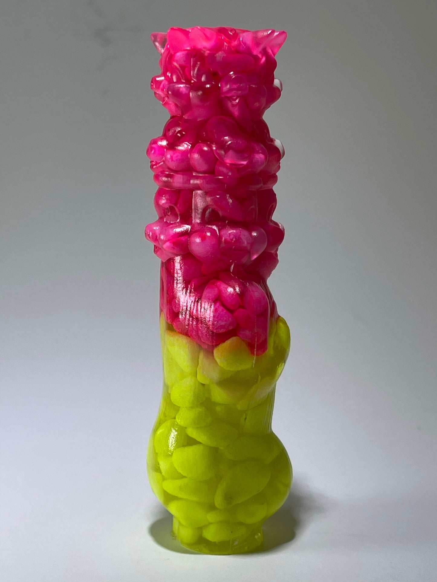 Pig Stack Ape: Resin Cast with Pink and Yellow Stones