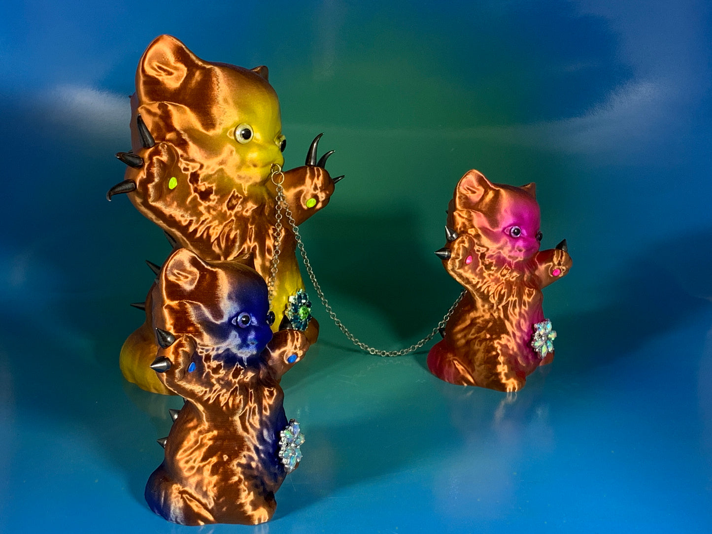 Copper Cats with Iridescent Colors
