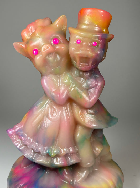 The Wedding of Piggy and Ape: Neon Marbled Glow (Custom request)